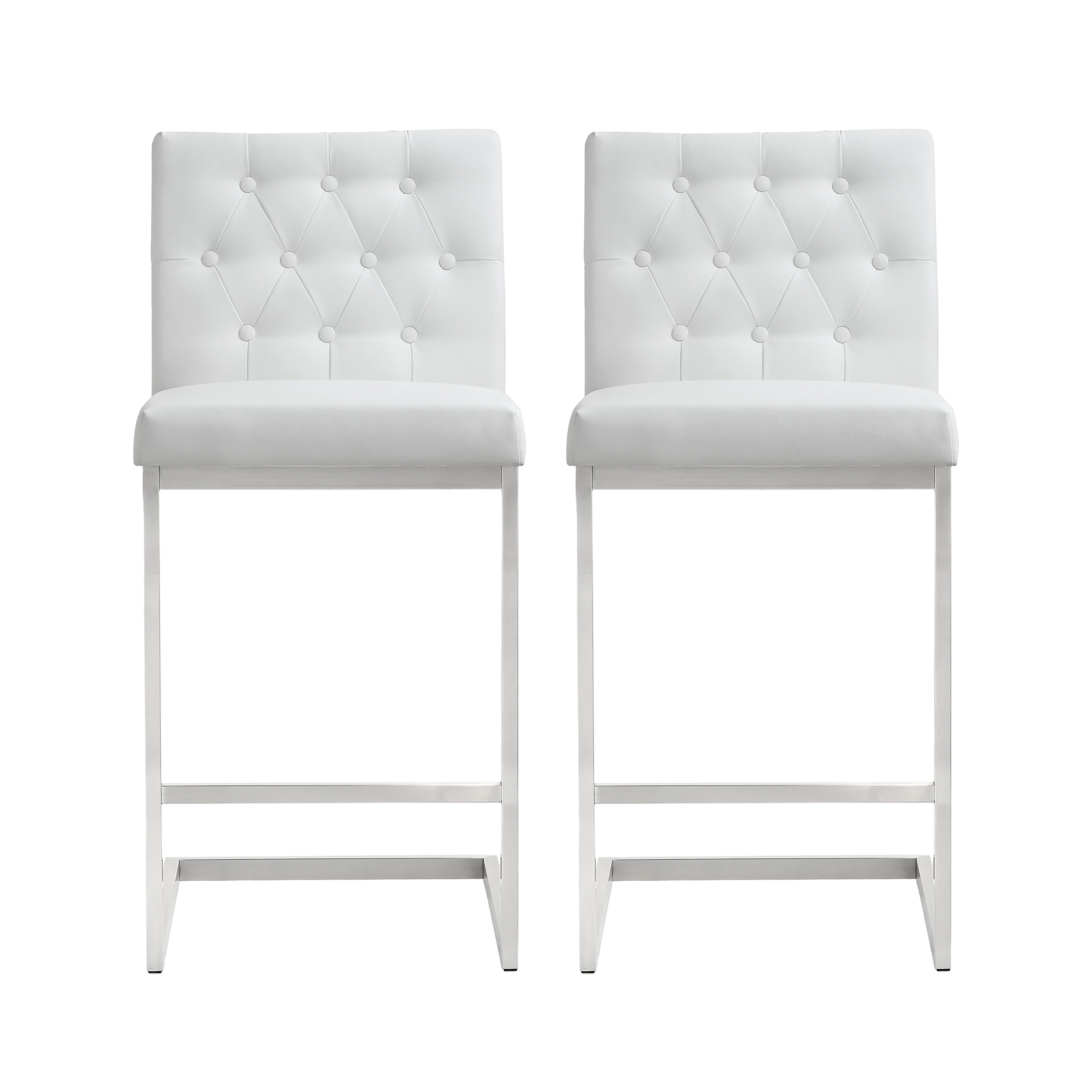Denmark White Gold Steel Counter Stool (Set Of 2) TOV Furniture