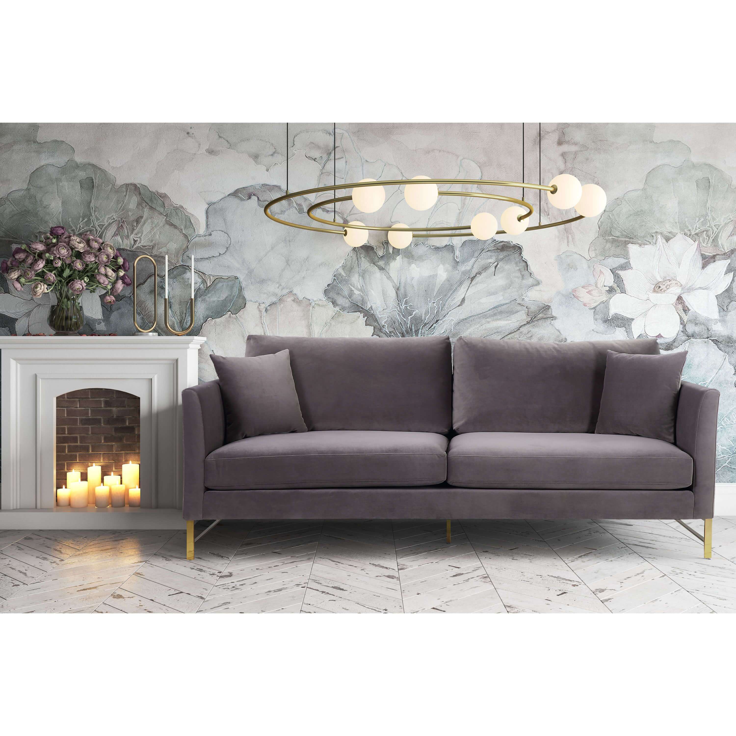 Massi Grey Velvet Sofa - TOV Furniture