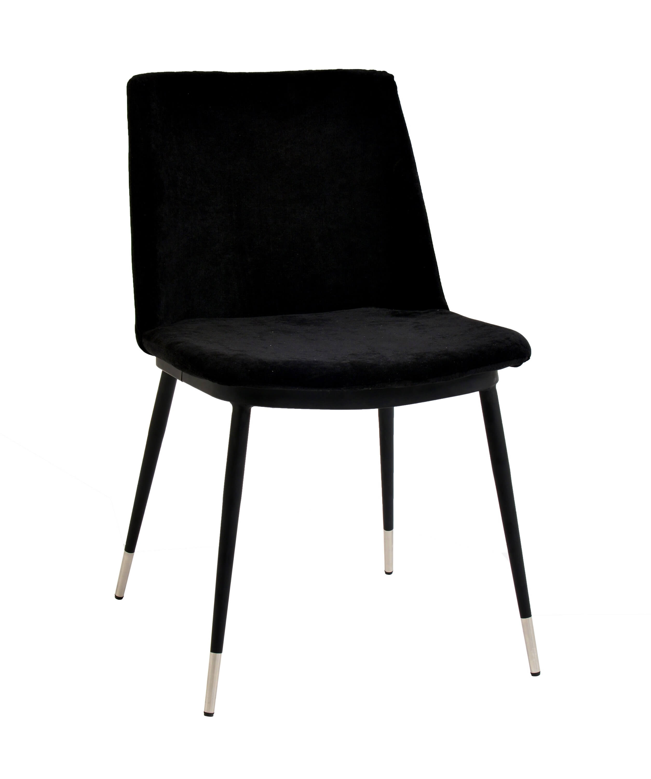 evora black velvet chair  silver legs set of 2