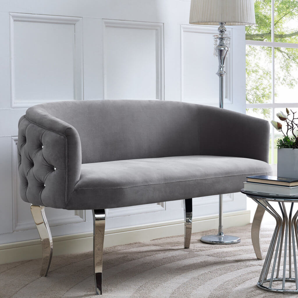 Adina Grey Velvet Loveseat TOV Furniture