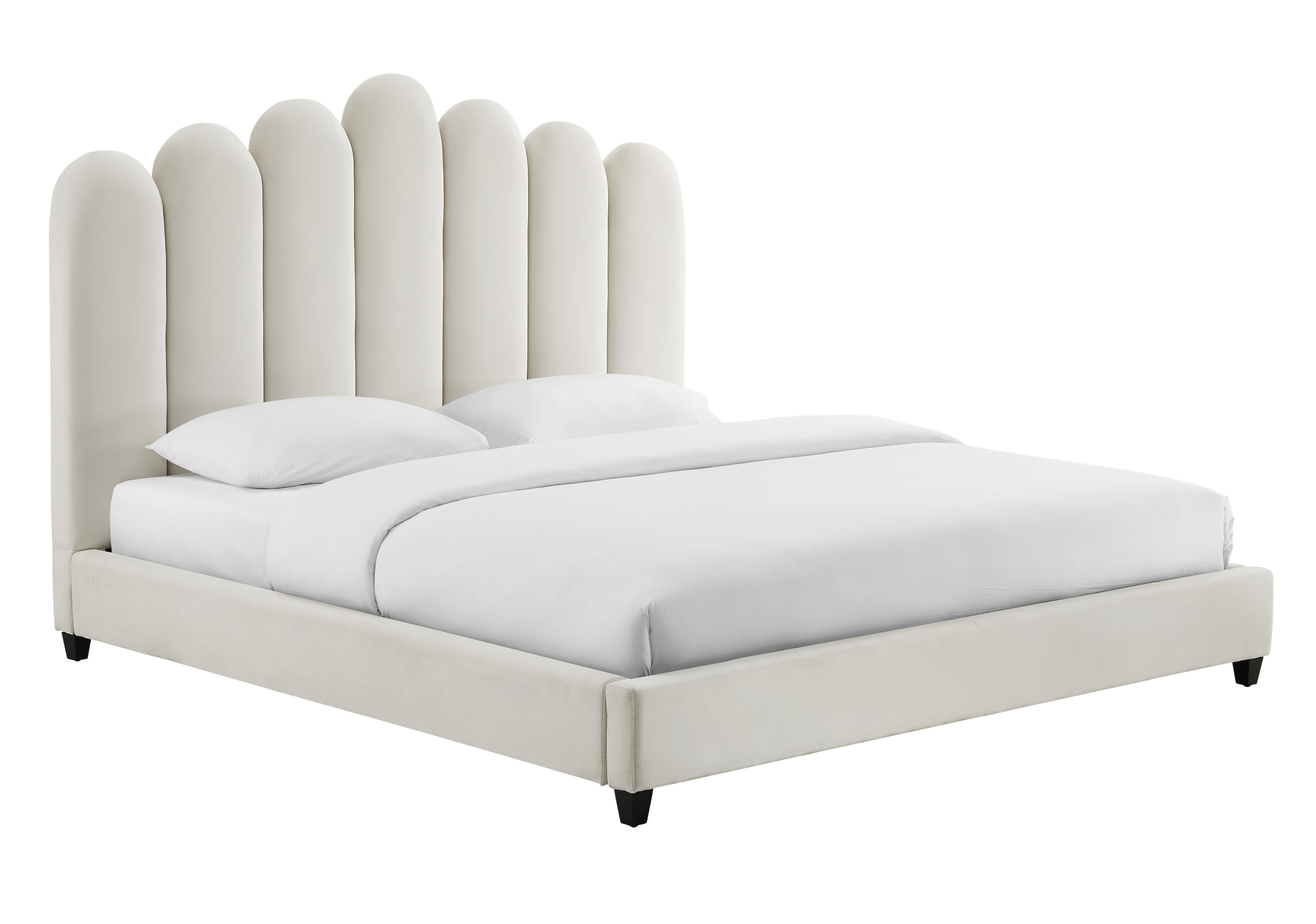 Celine Cream Velvet Bed in Queen by Inspire Me! Home Decor - TOV-B6310
