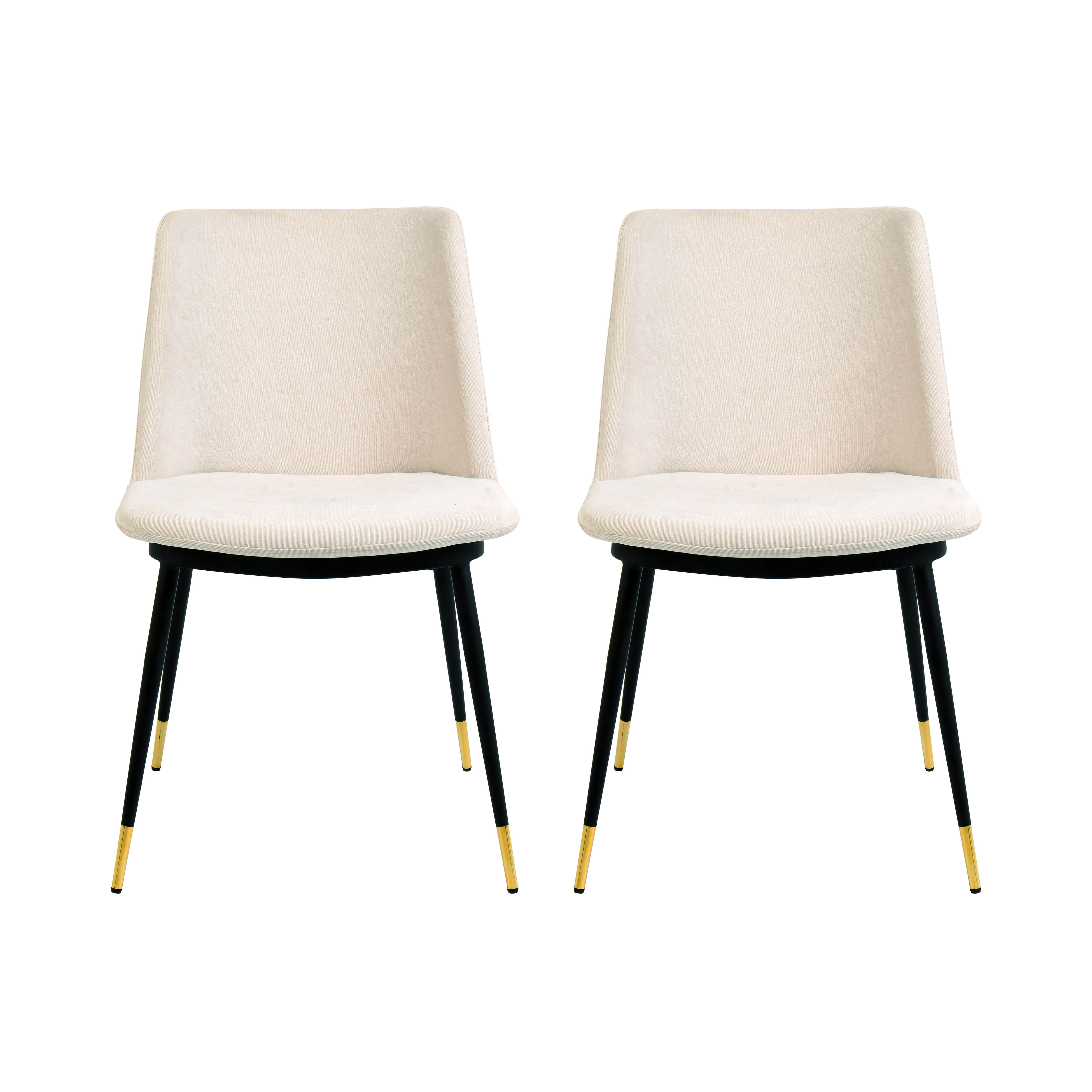 Evora Cream Velvet Chair Gold Legs (Set Of 2) TOV Furniture