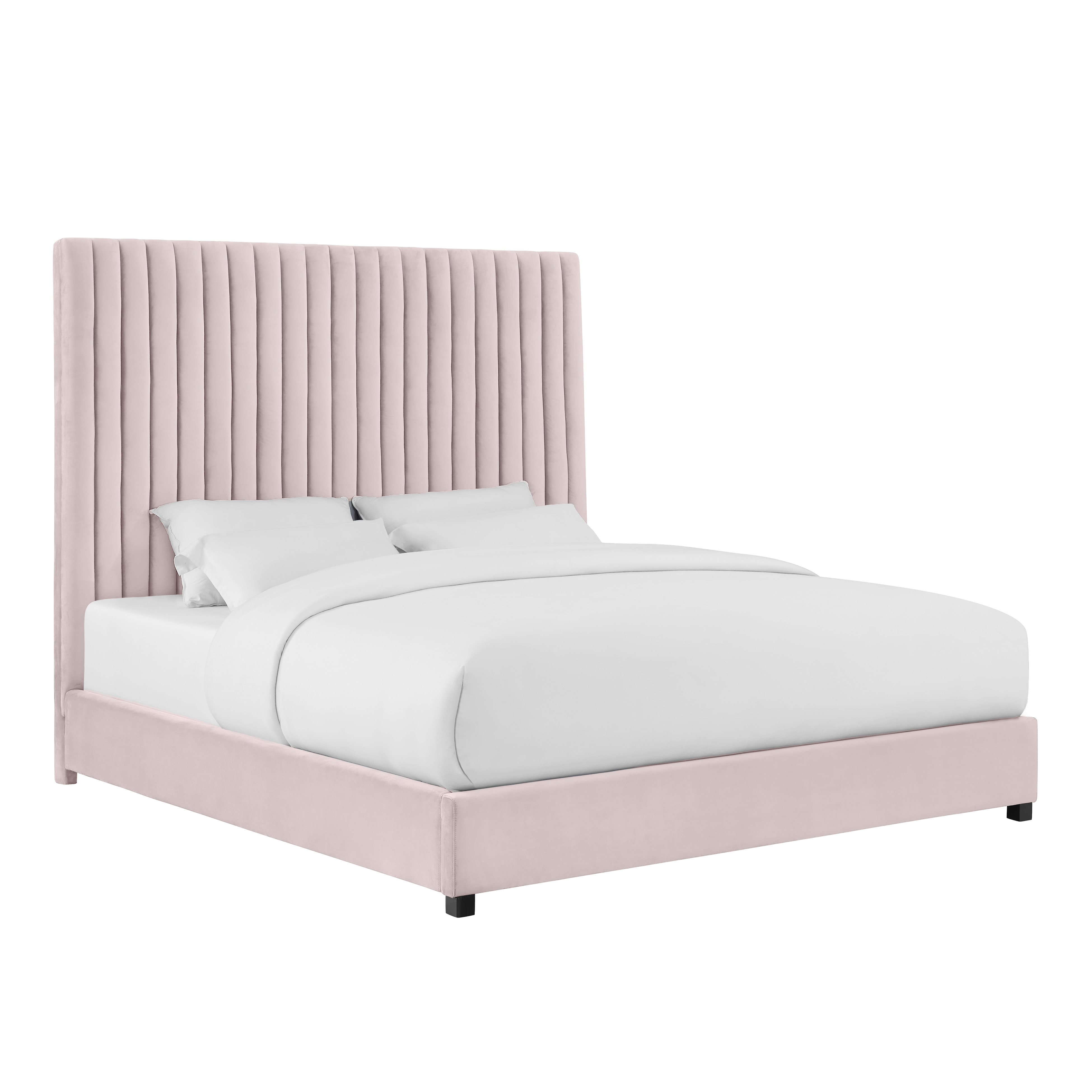 Arabelle Blush Velvet Bed in King - TOV-B6176
