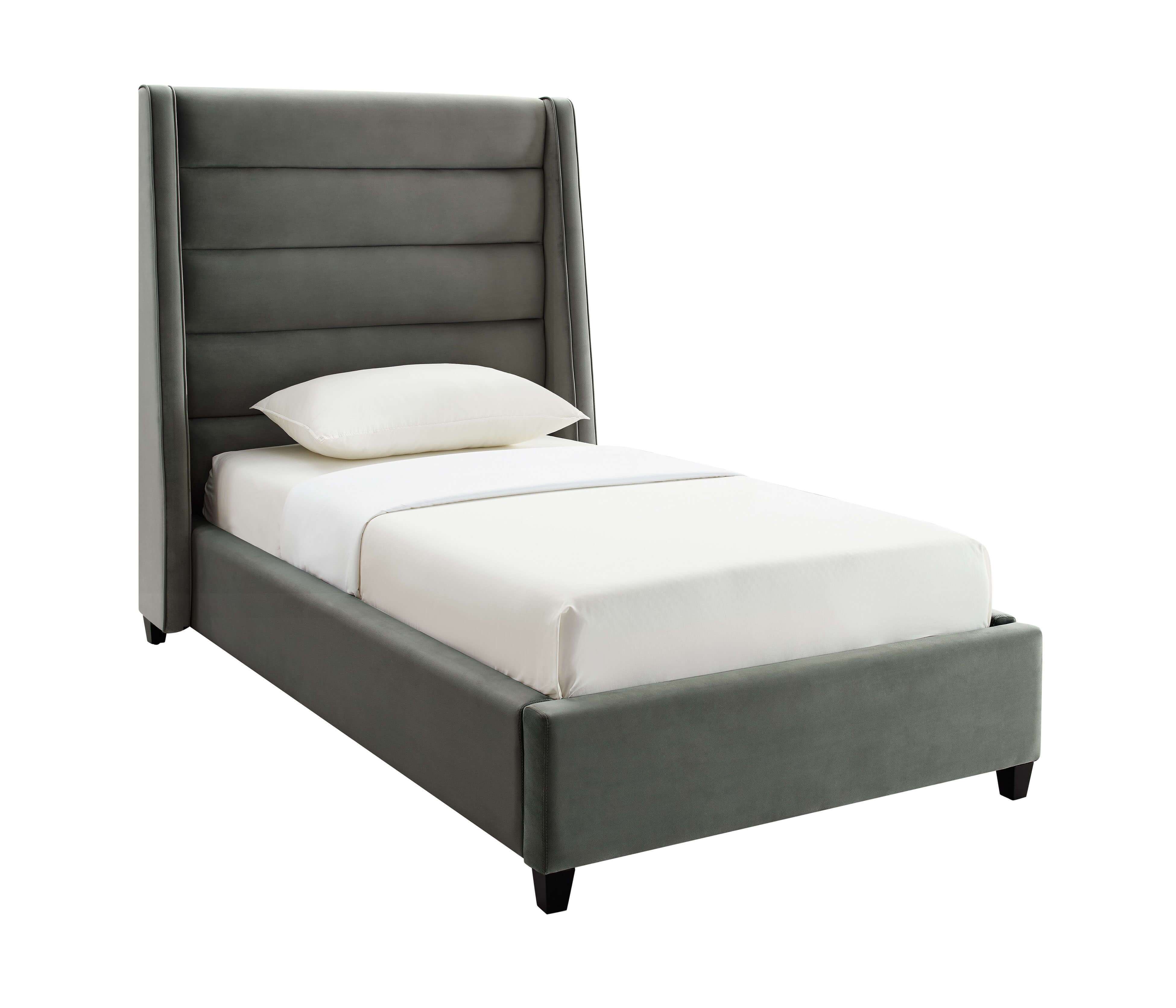 Koah Grey Velvet Bed in Twin - TOV-B6331