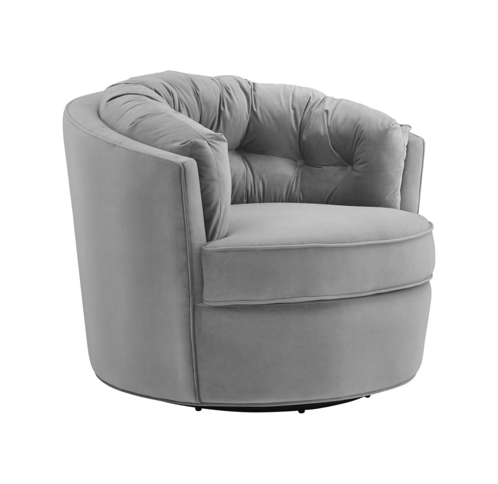 Eloise Grey Velvet Swivel Chair - TOV Furniture