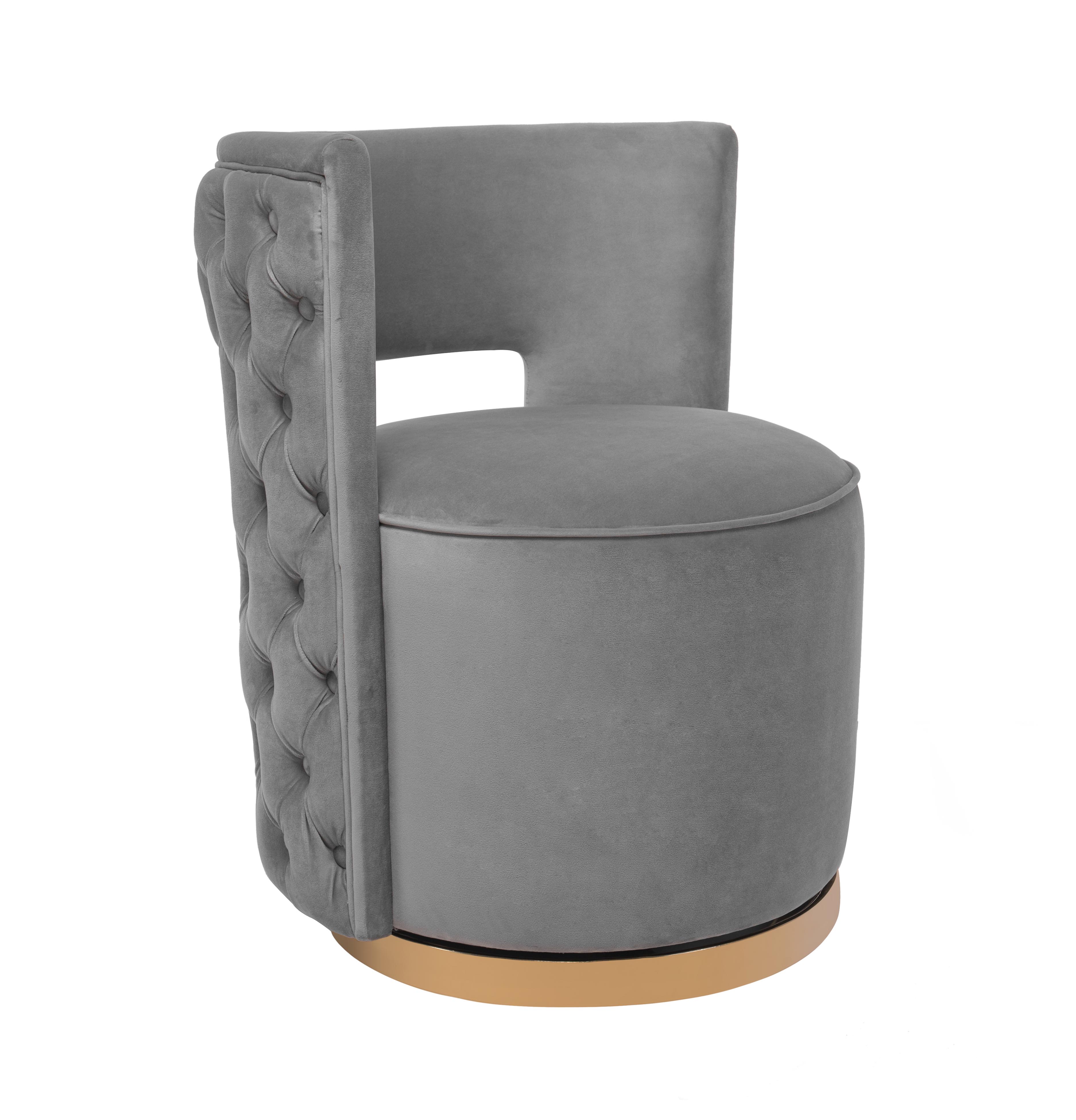 Mimosa Grey Velvet Swivel Chair - TOV-S6371