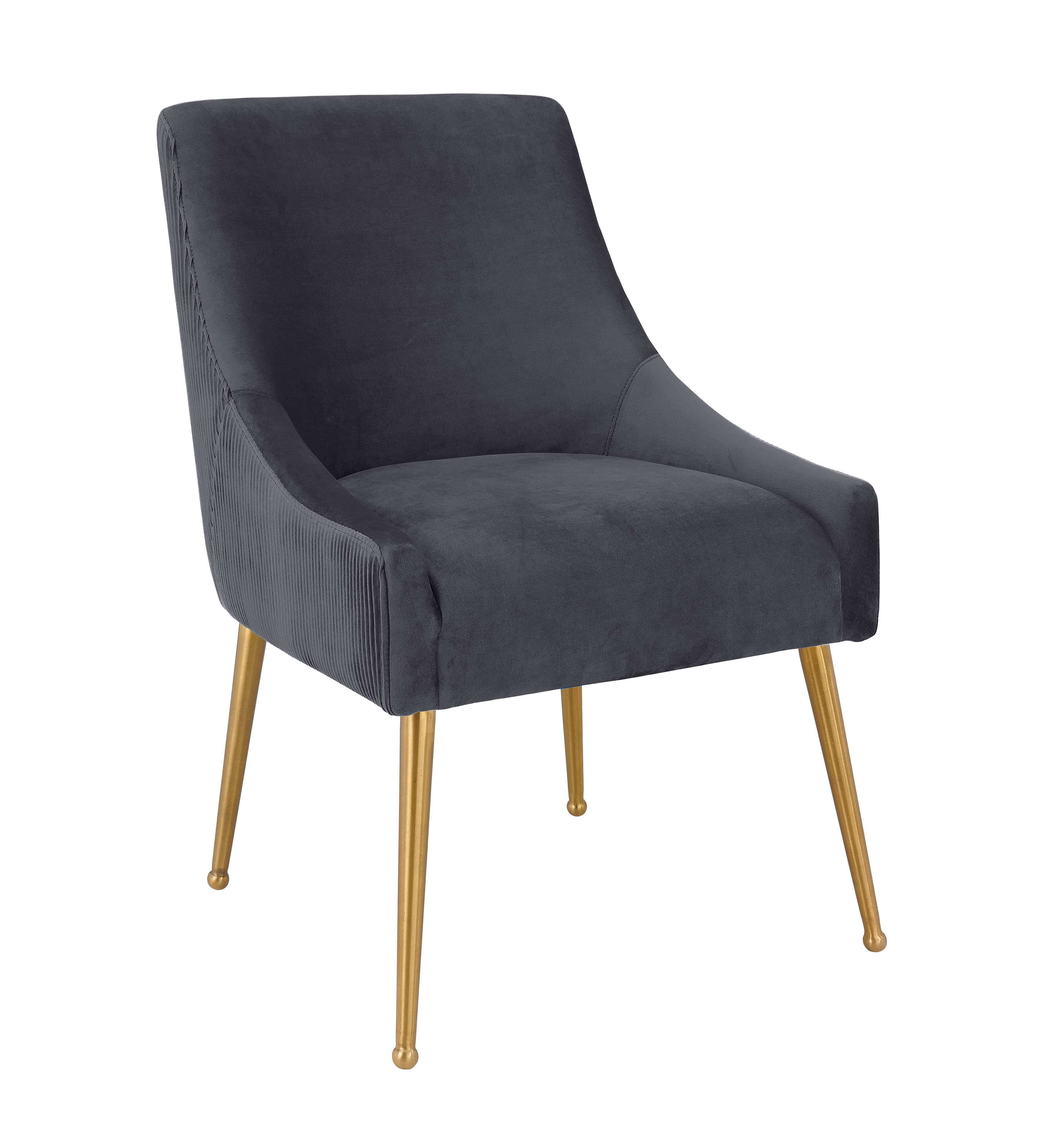 image of Beatrix Pleated Dark Grey Velvet Side Chair with sku:TOV-D6394