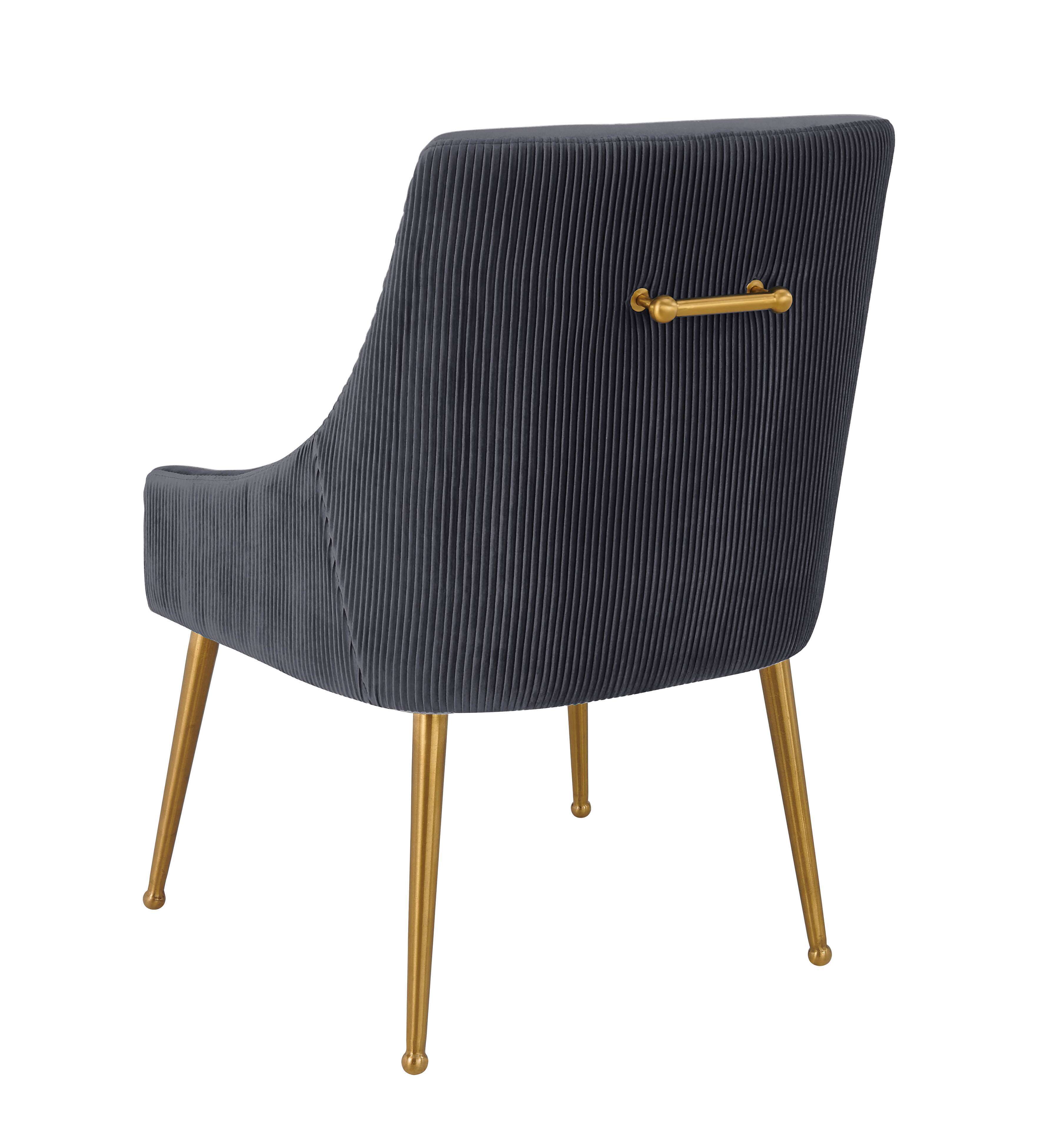 Beatrix Pleated Dark Grey Velvet Side Chair - TOV Furniture