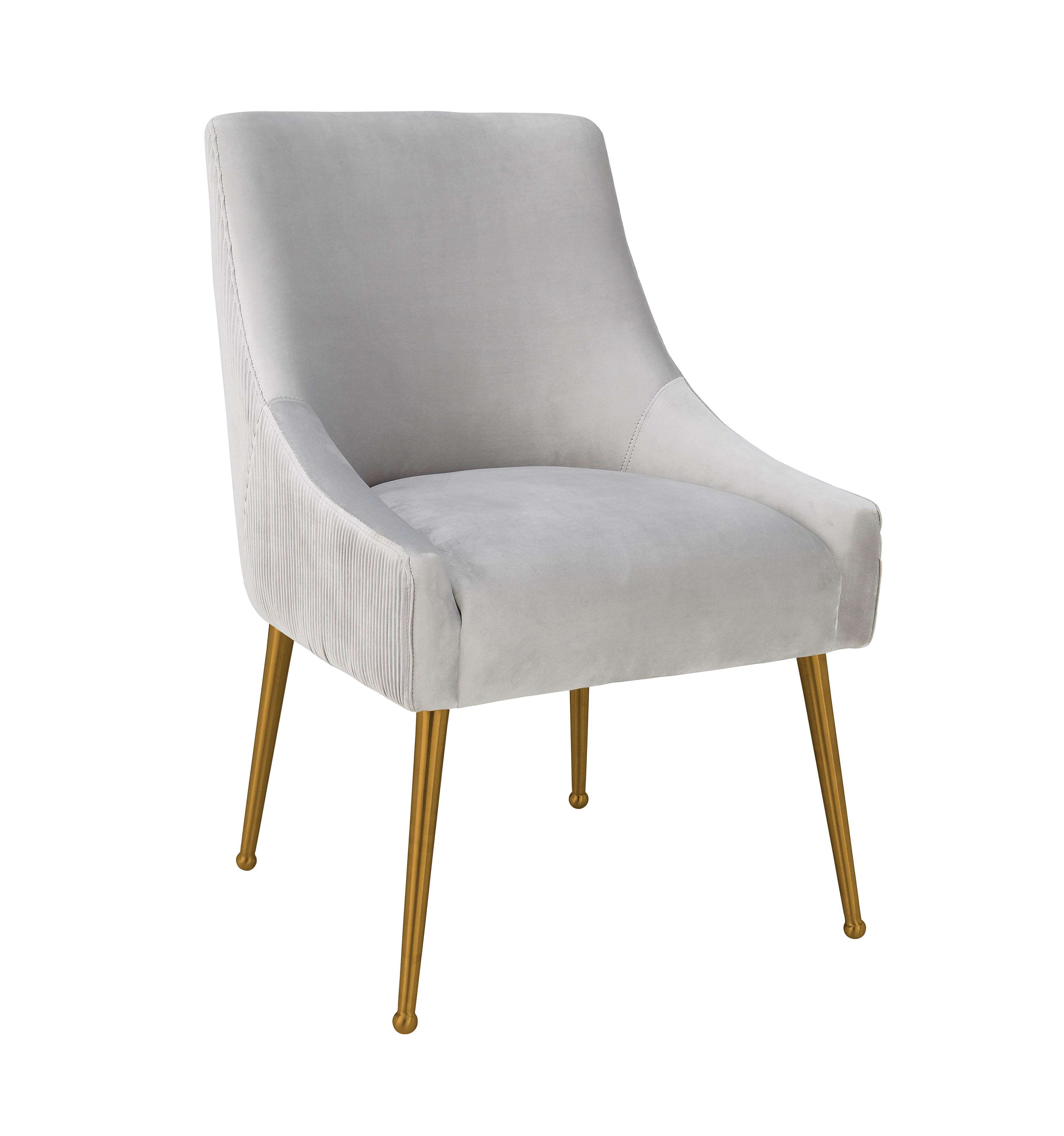 image of Beatrix Pleated Light Grey Velvet Side Chair with sku:TOV-D6438