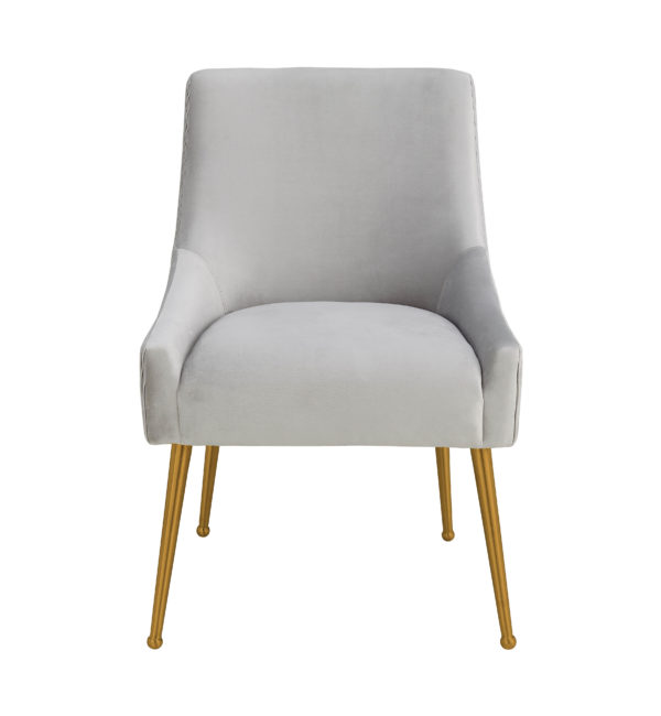 Beatrix Pleated Light Grey Velvet Side Chair