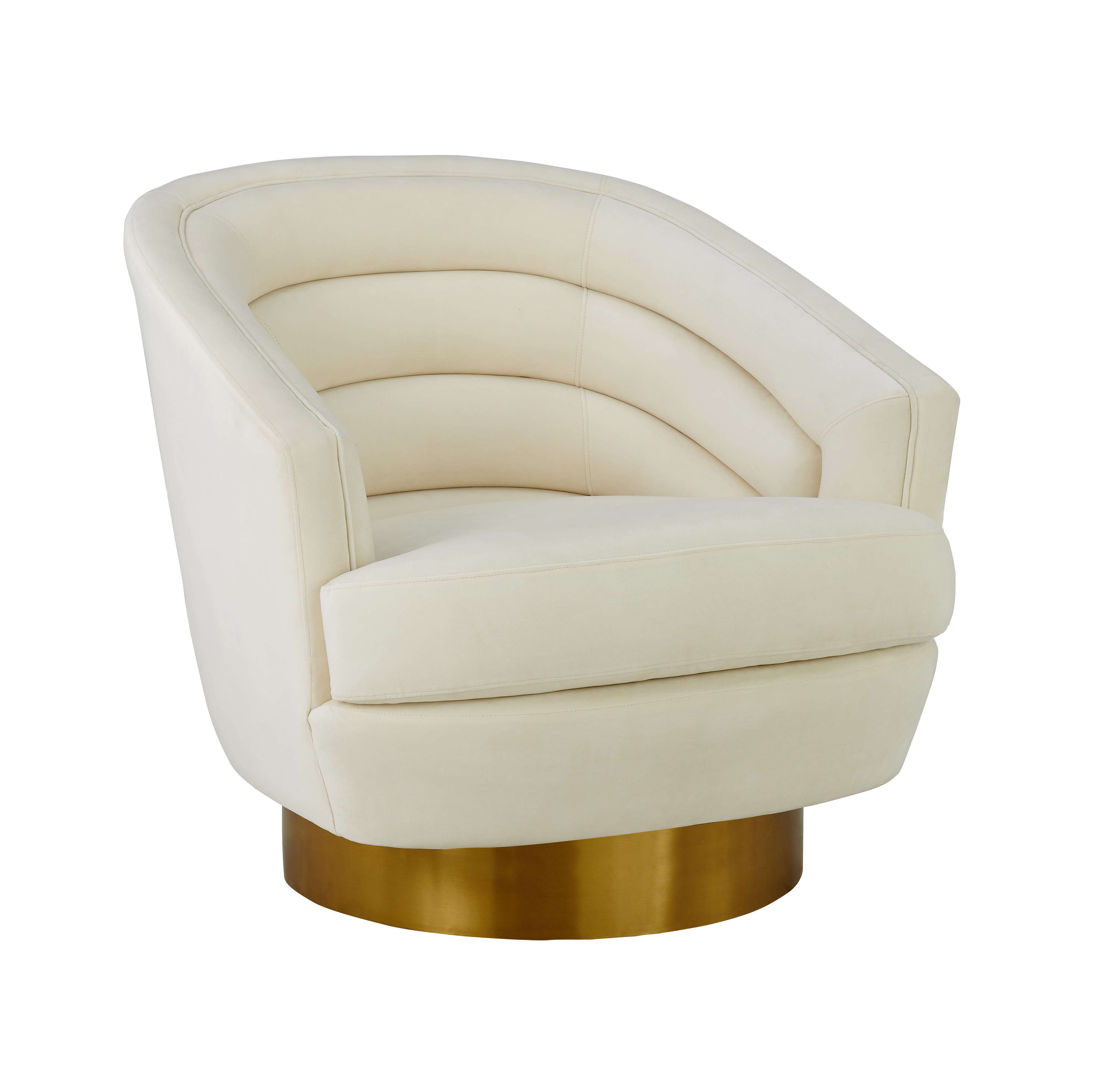 Canyon Cream Velvet Swivel Chair - TOV-S6403