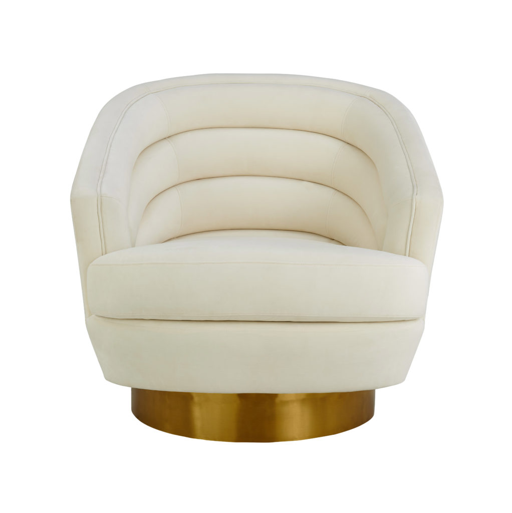 Canyon Cream Velvet Swivel Chair TOV Furniture