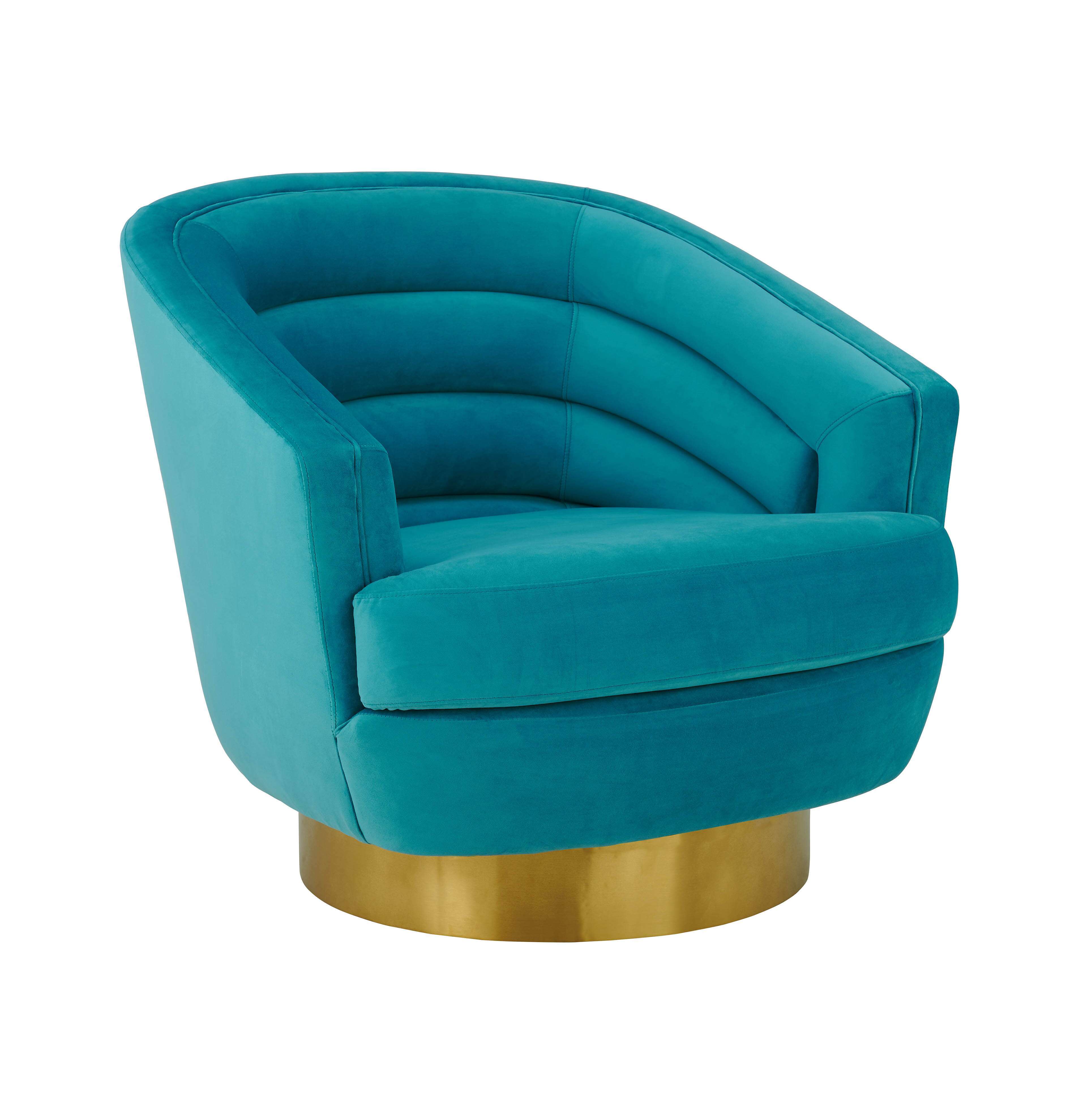 Canyon Blue Velvet Swivel Chair TOV Furniture