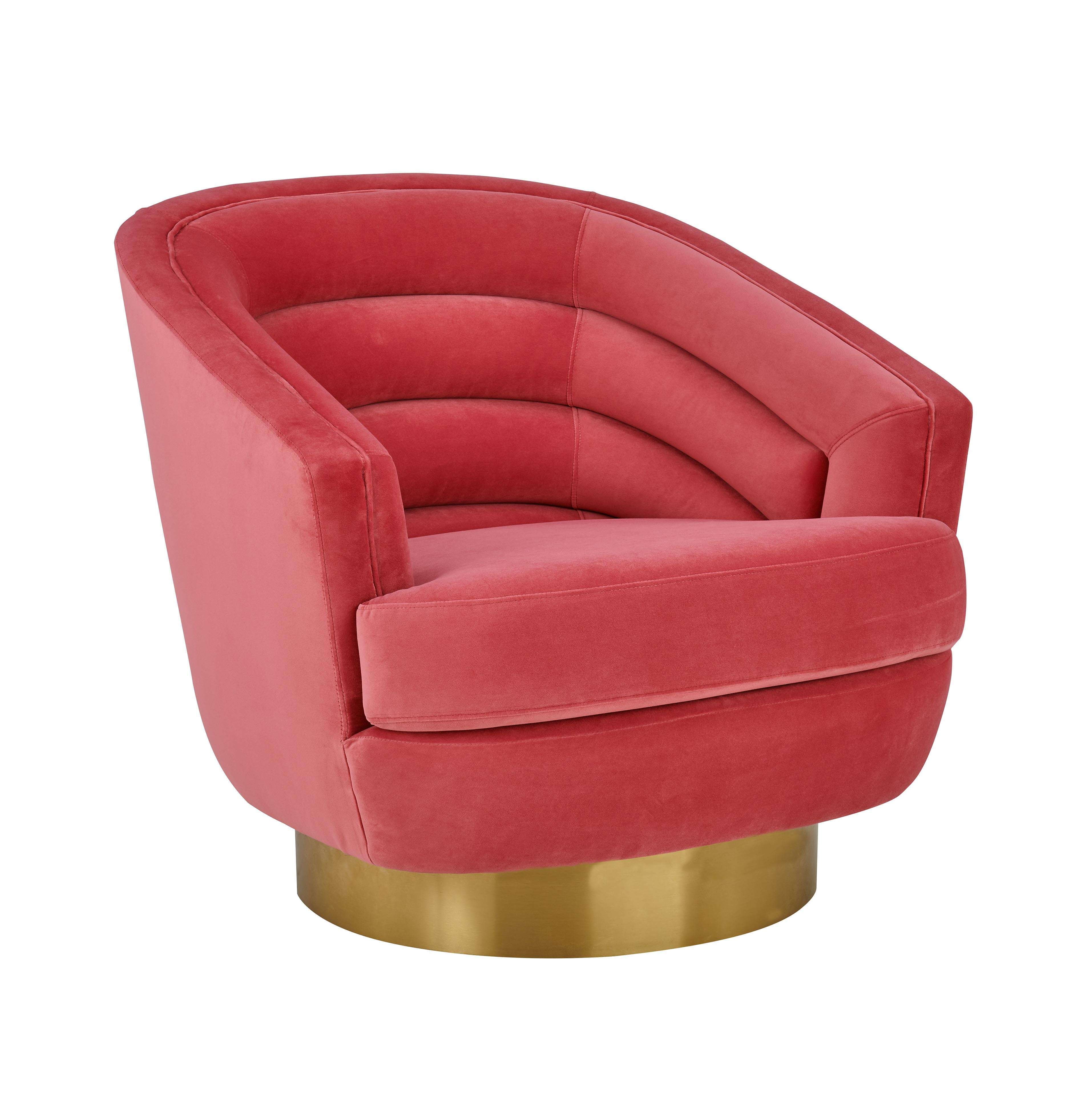 Canyon Hot Pink Velvet Swivel Chair TOV Furniture
