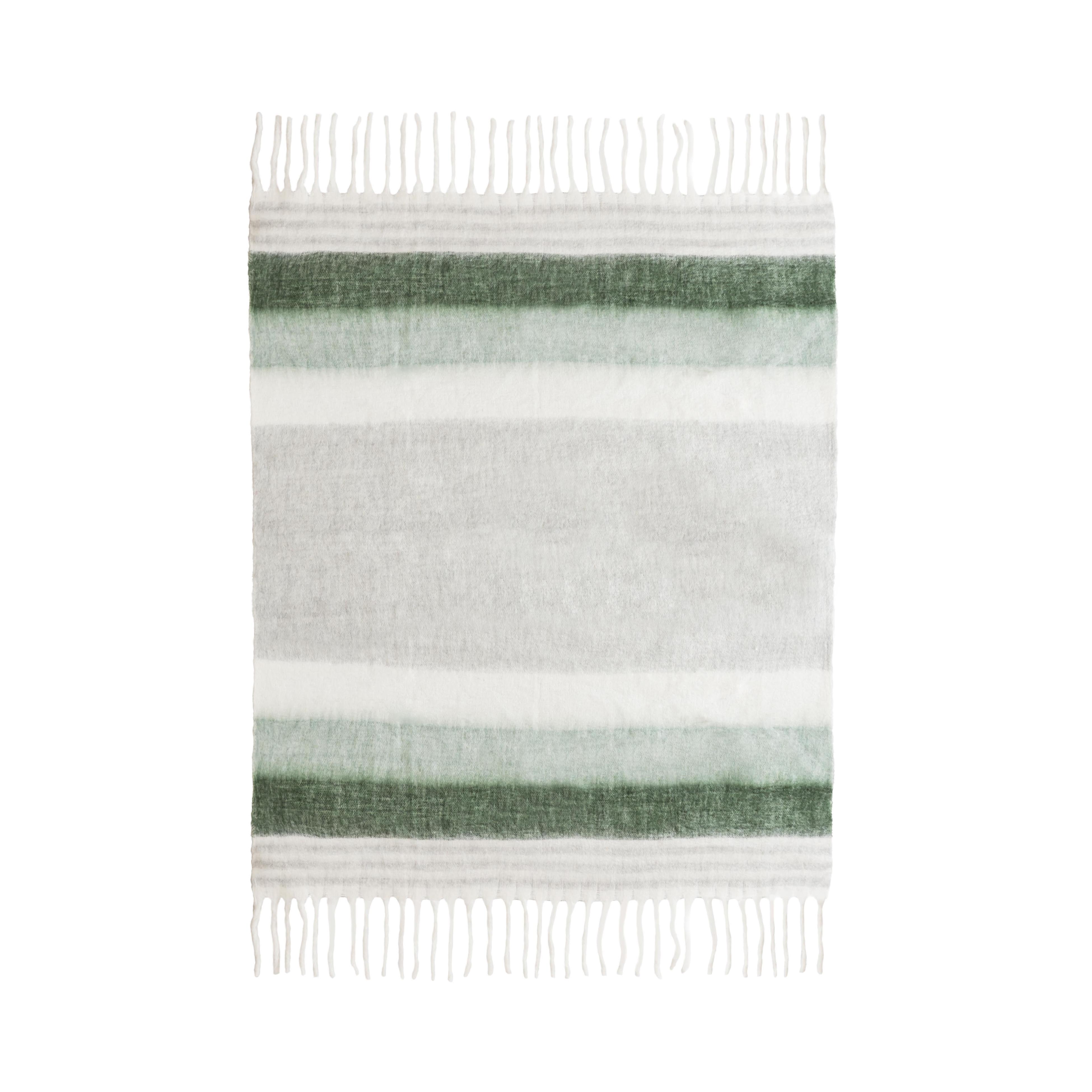 image of Afrino Wool Green/White Throw with sku:TOV-C18269