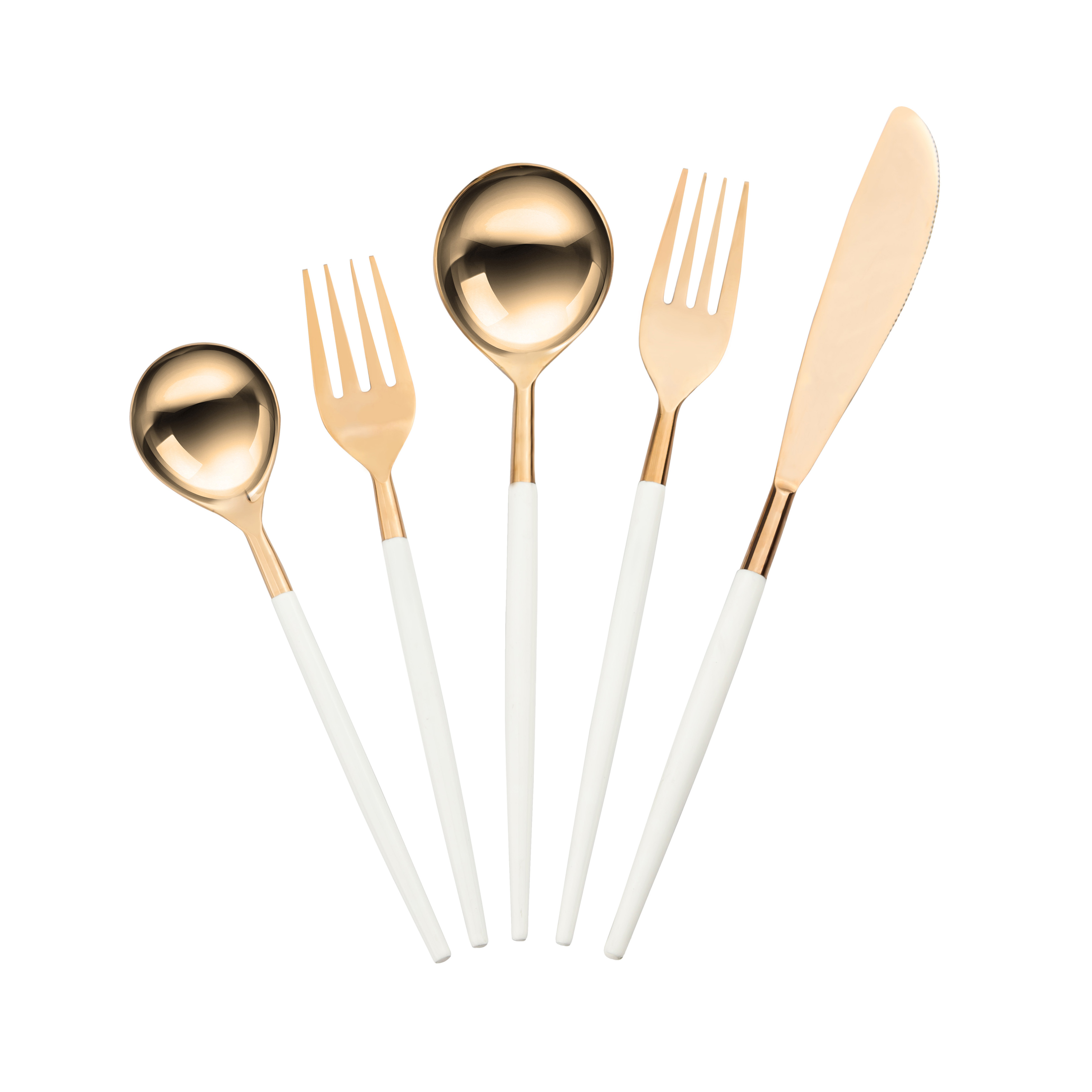 image of Stainless Steel Rose Gold/White 20 pc Flatware Set with sku:TOV-T18235-SET