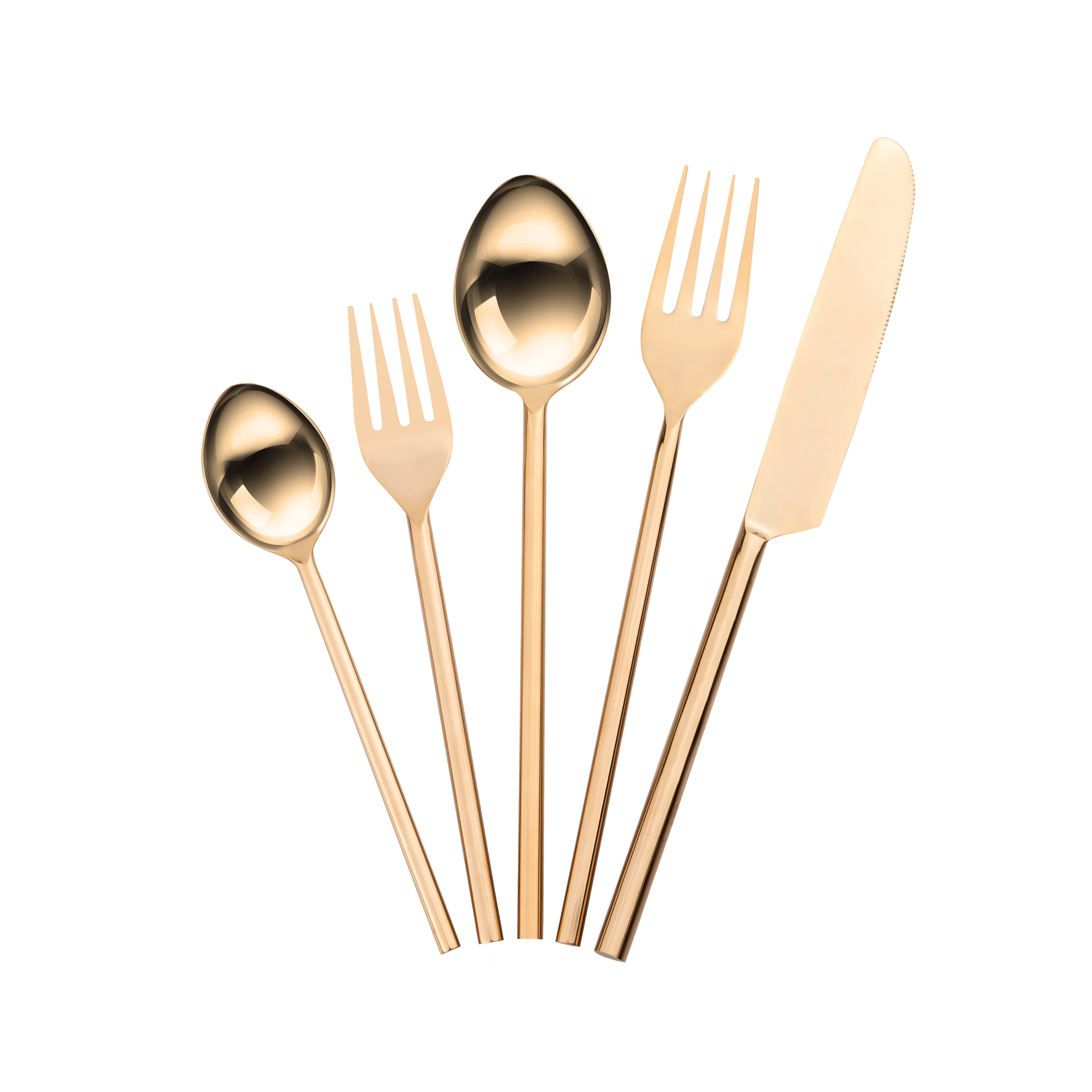 image of Stainless Steel Rose Gold/Mirror 20 pc Flatware Set with sku:TOV-T18237-SET