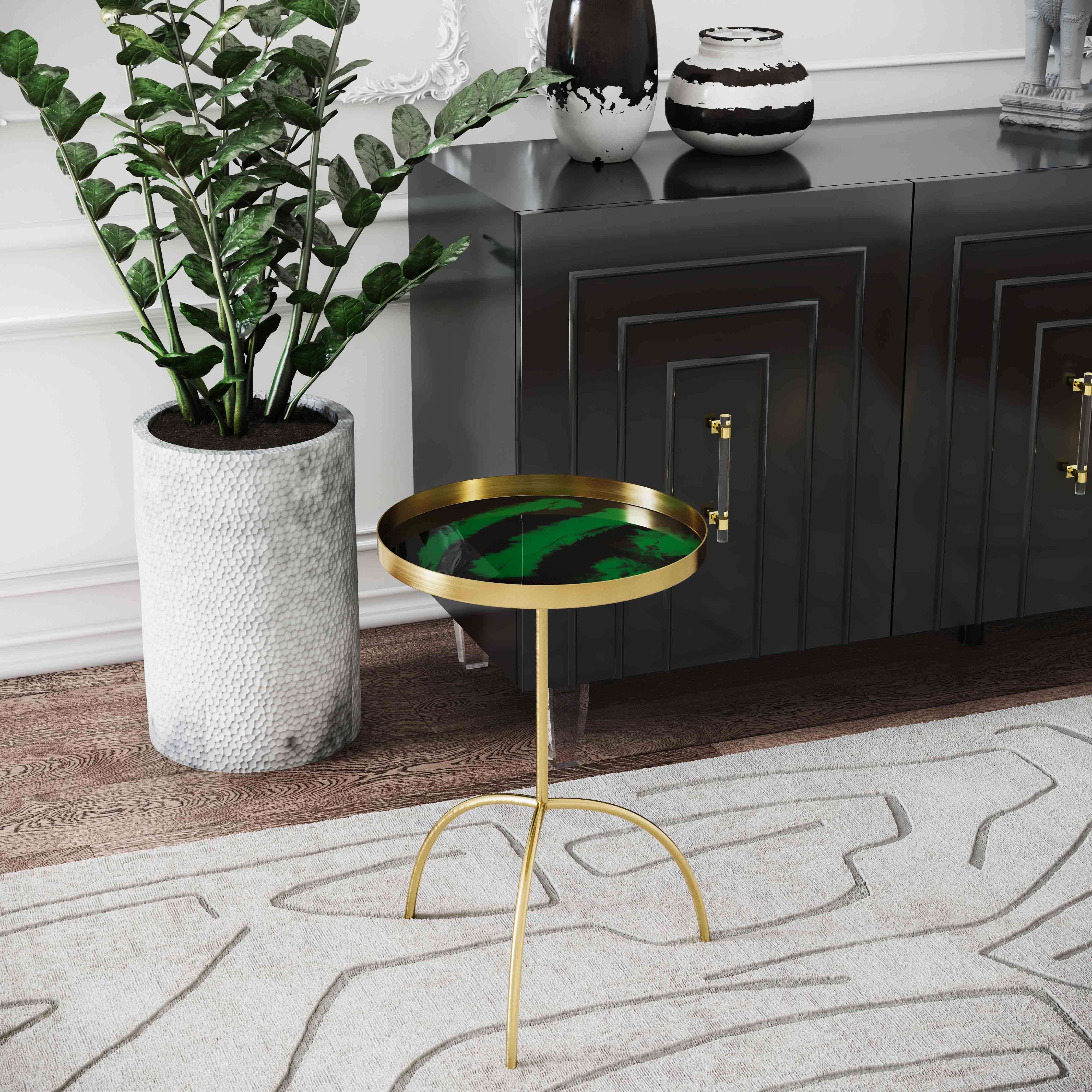 Enamel Black/Green Accent Table - TOV Furniture