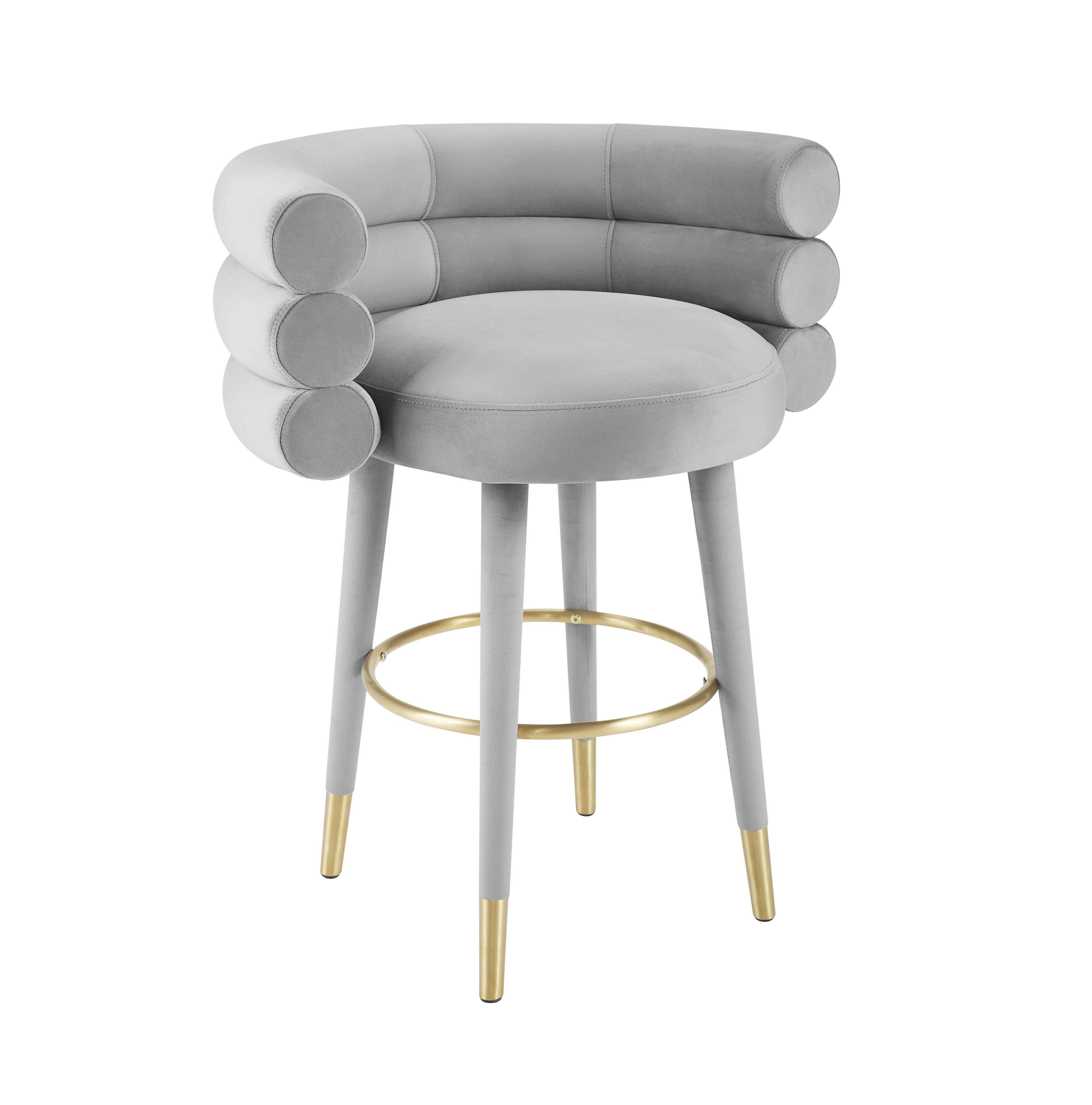 image of Betty Grey Velvet Counter Stool with sku:TOV-D6453