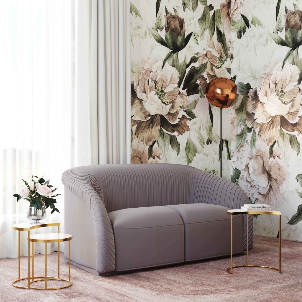 Yara Pleated Grey Velvet Loveseat By Inspire Me! Home Decor - TOV Furniture