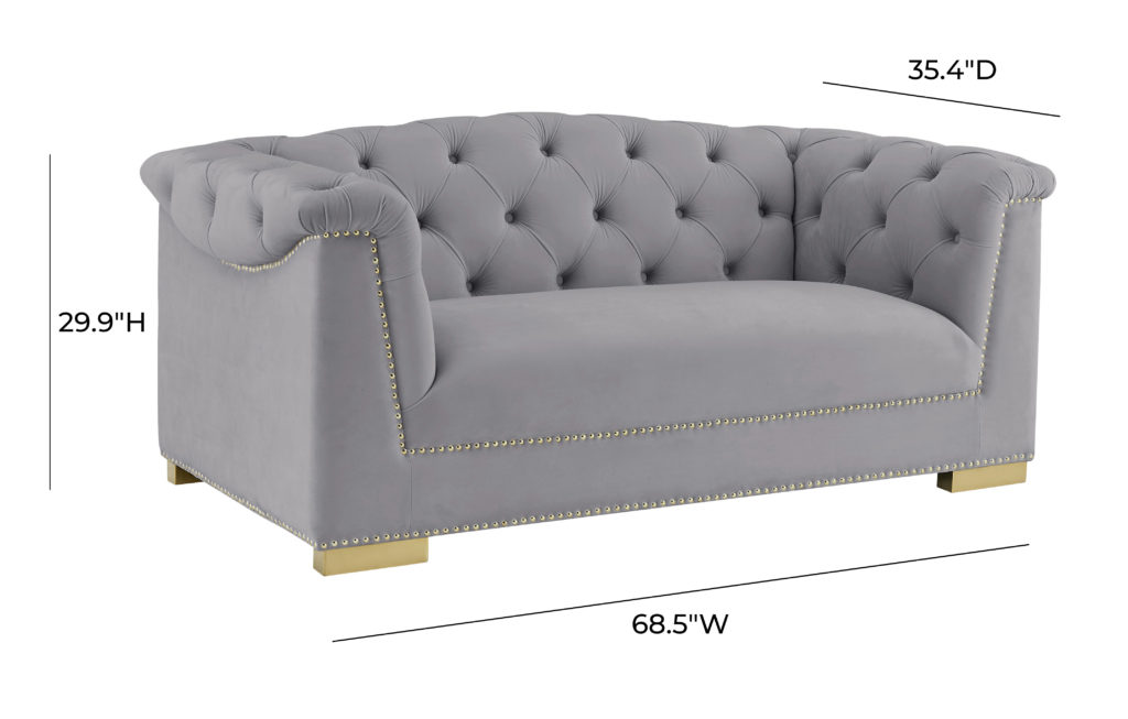 Farah Grey Velvet Loveseat by Inspire Me! Home Decor - TOV ...