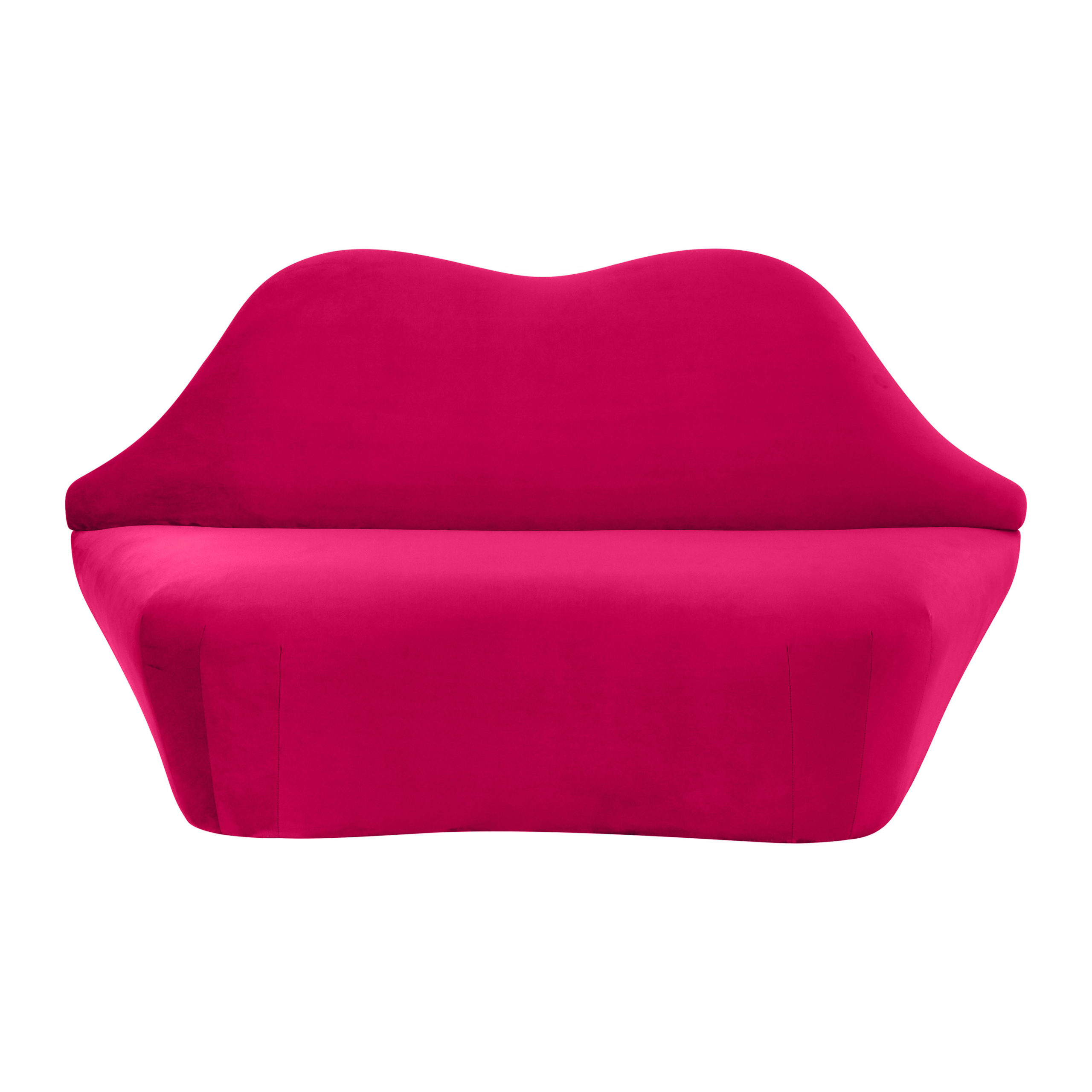 Lips Hot Pink Velvet Settee - TOV-L68195