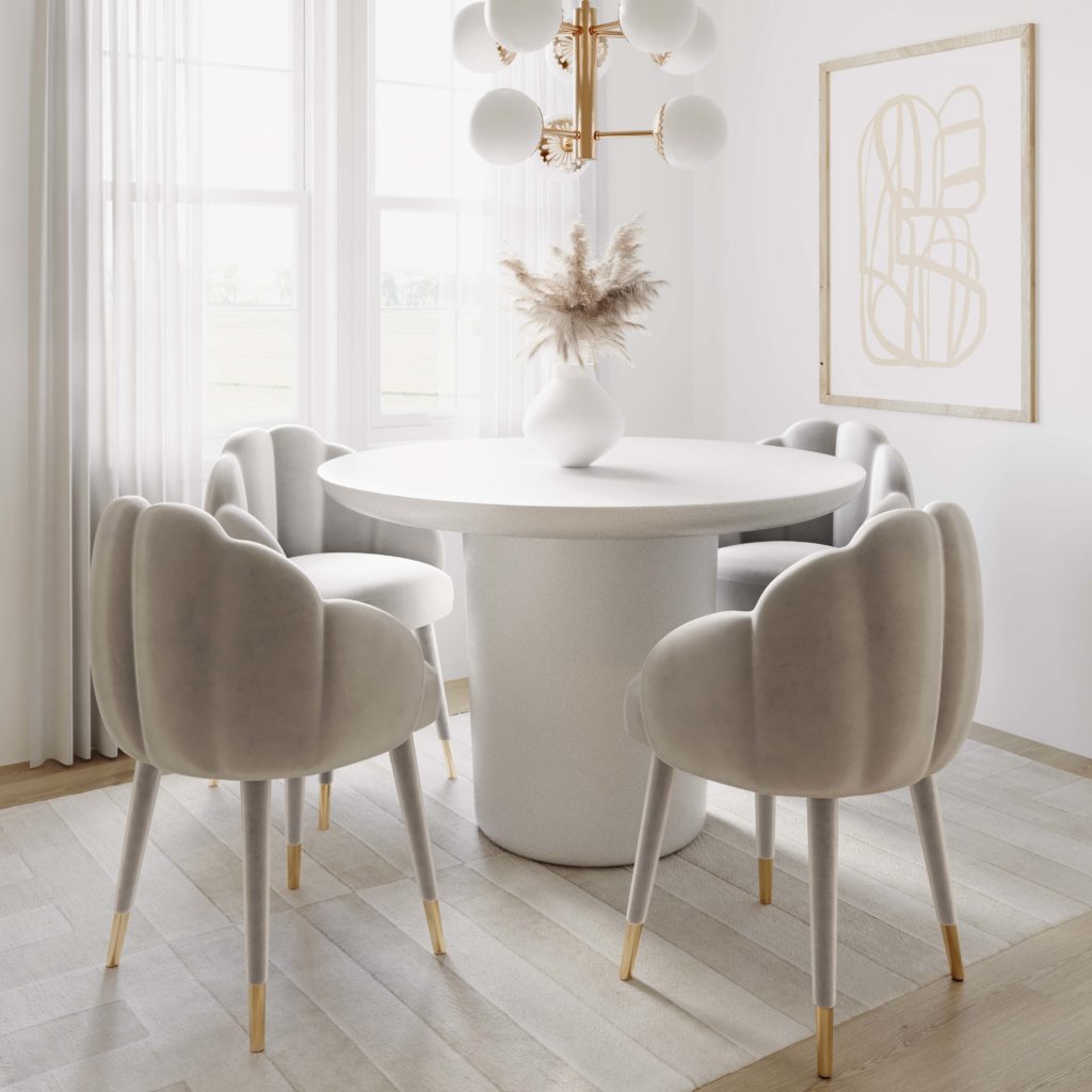 Gray velvet dining chair