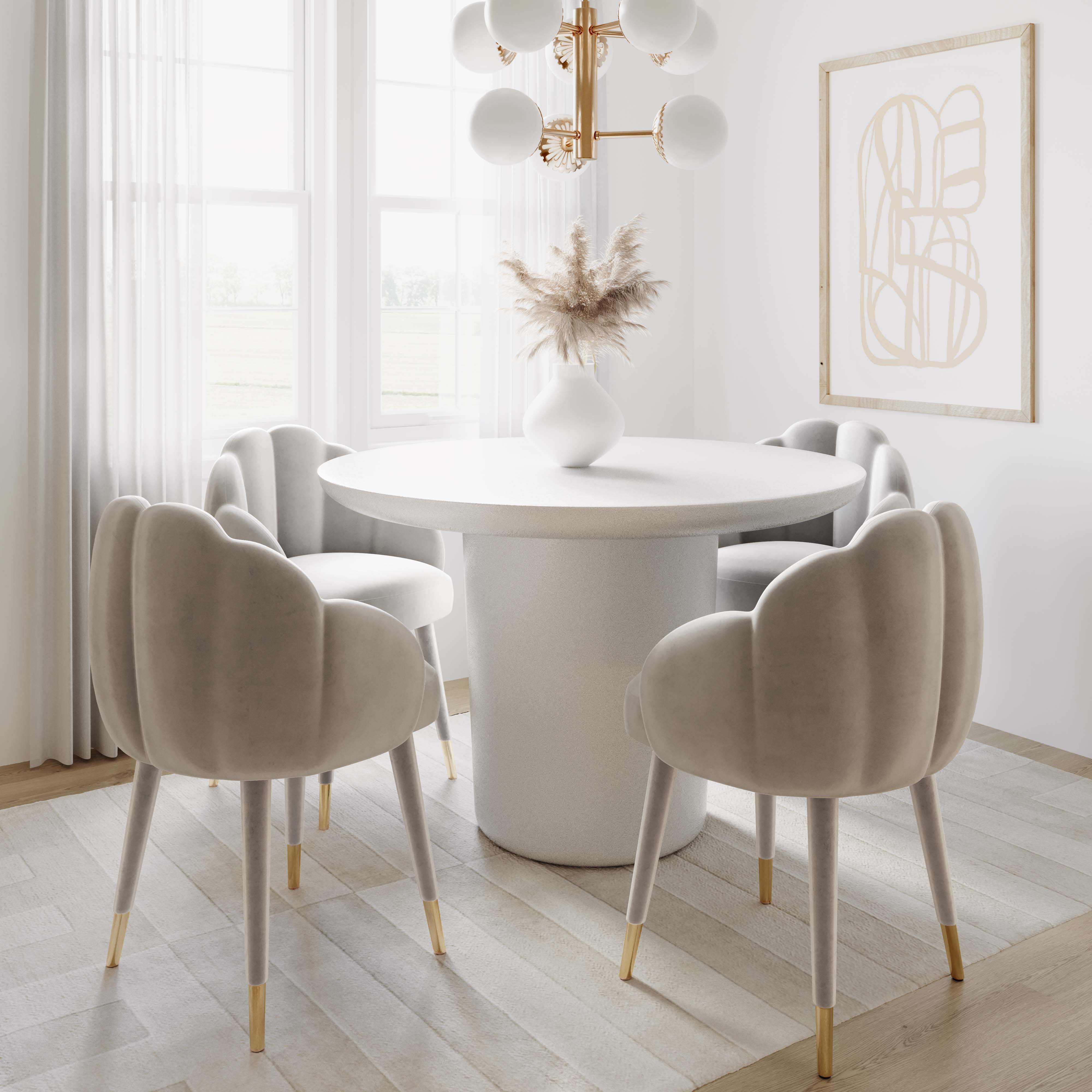 Gardenia Light Grey Velvet Dining Chair - TOV Furniture