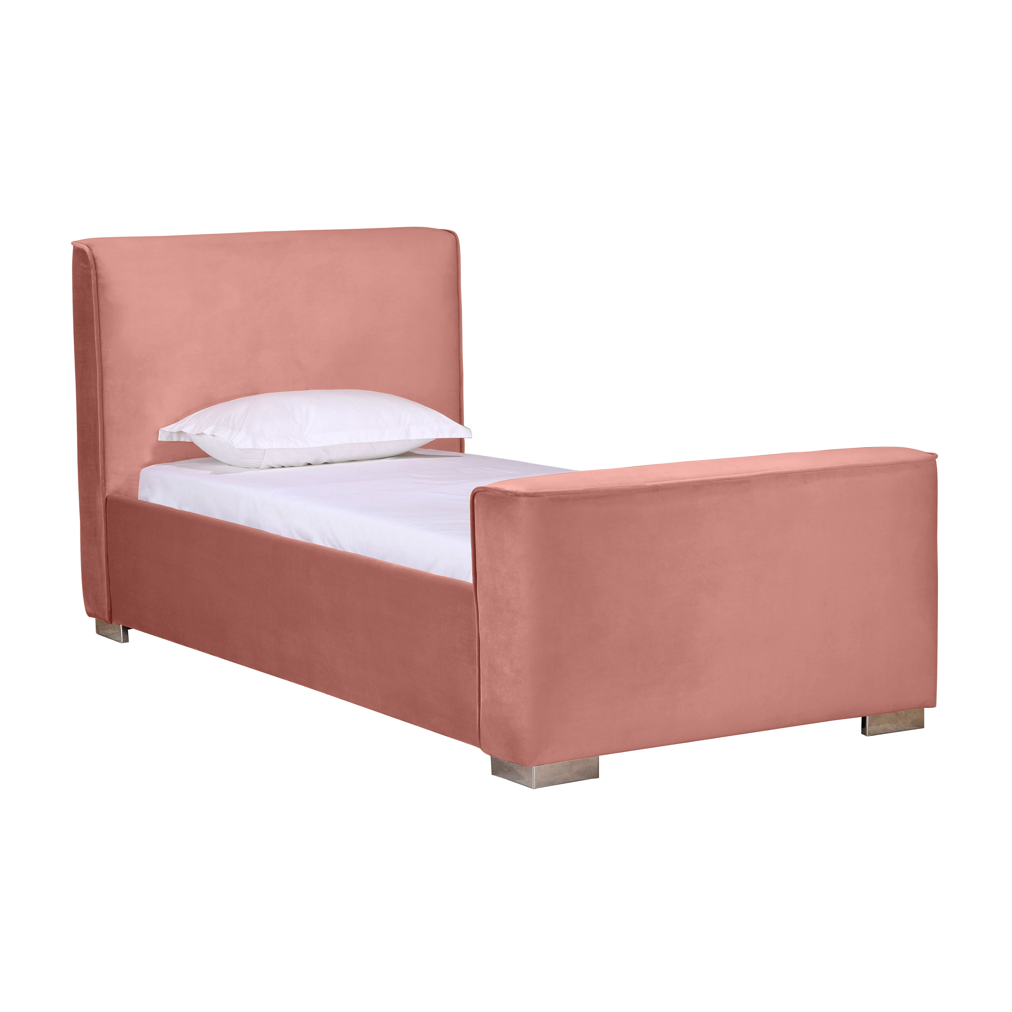 image of Madison Dusty Rose Velvet Bed in Twin with sku:TOV-B68179