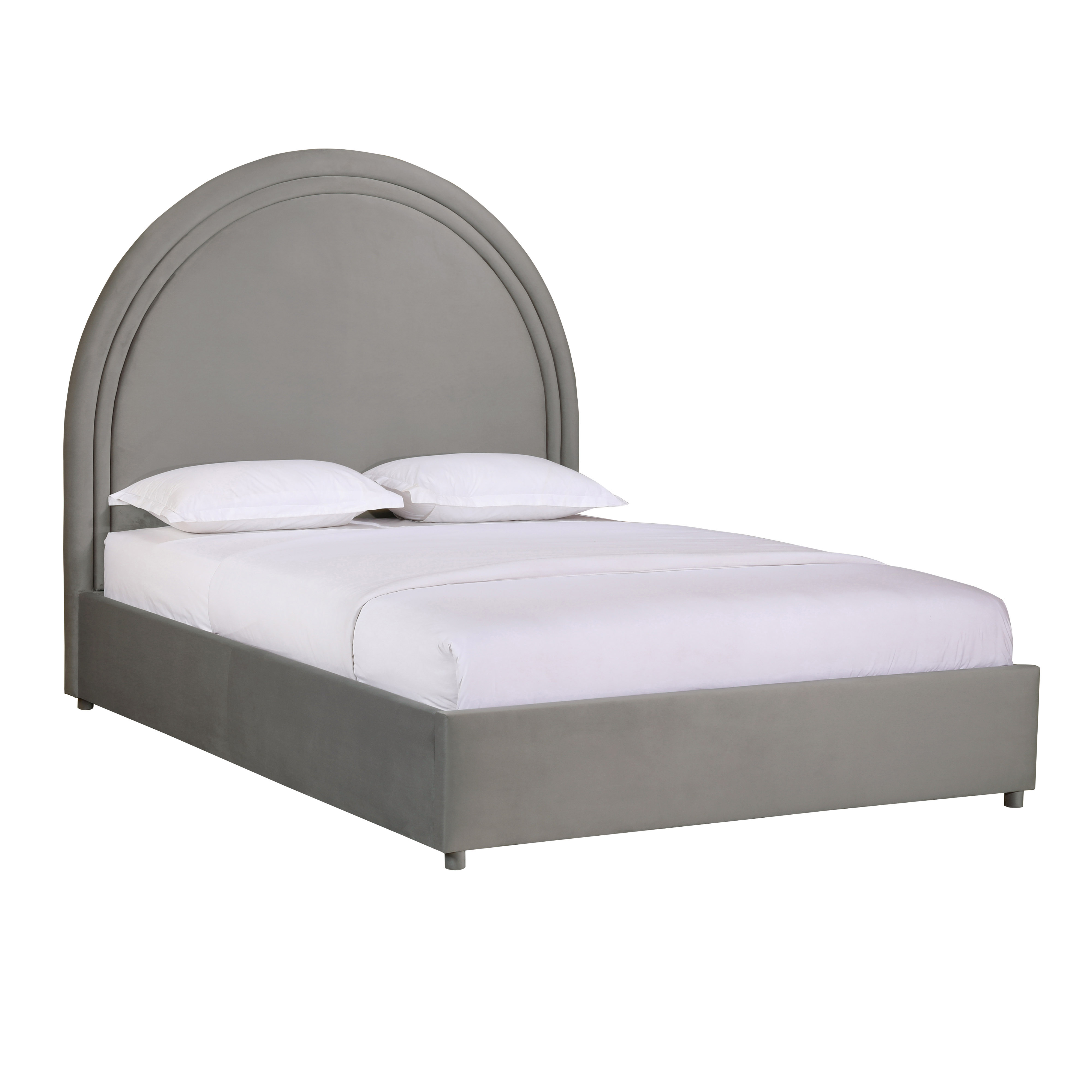 image of Gumdrop Grey Velvet Bed in Queen with sku:TOV-B68188