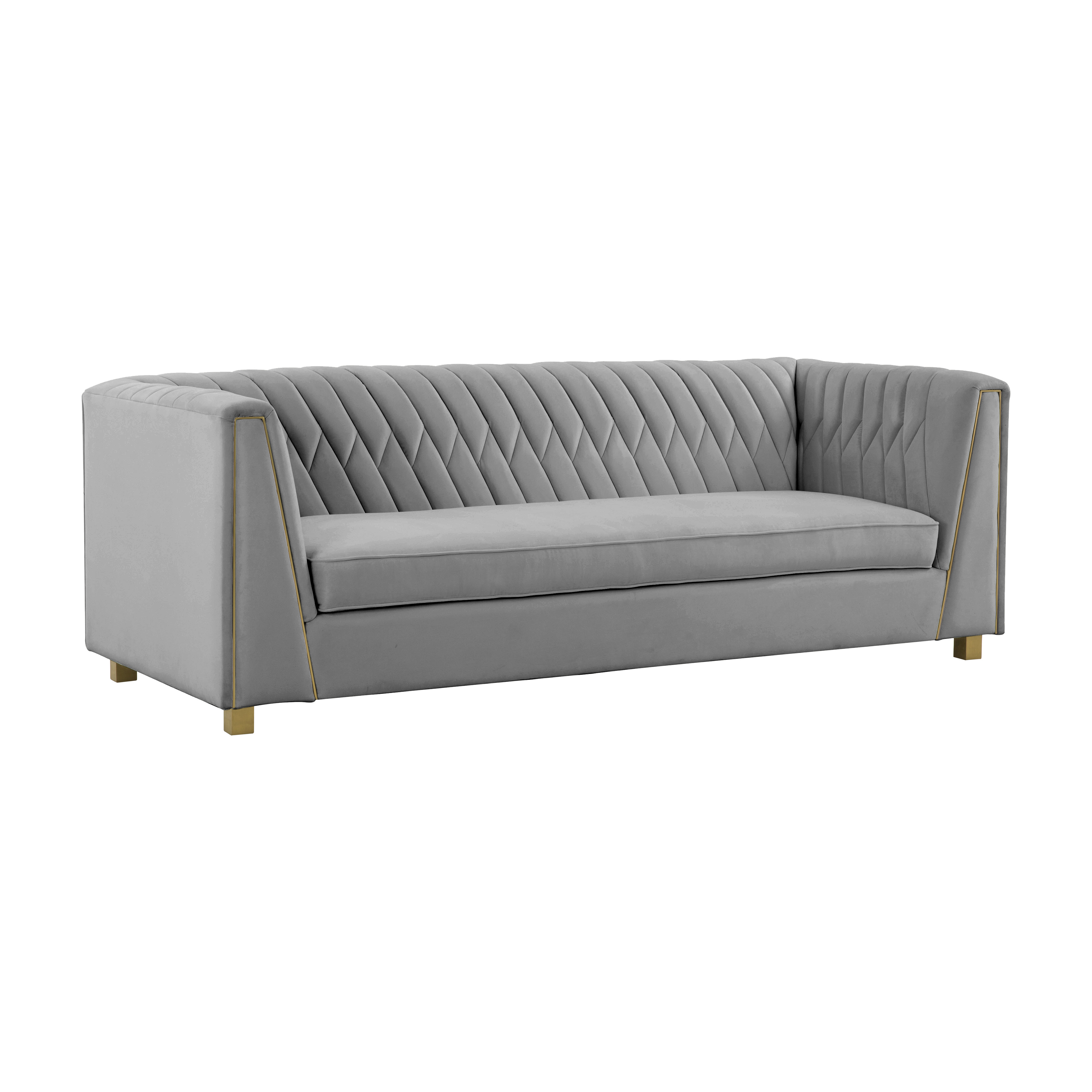 image of Wafa Light Grey Velvet Sofa by Inspire Me! Home Decor with sku:TOV-IHS68204
