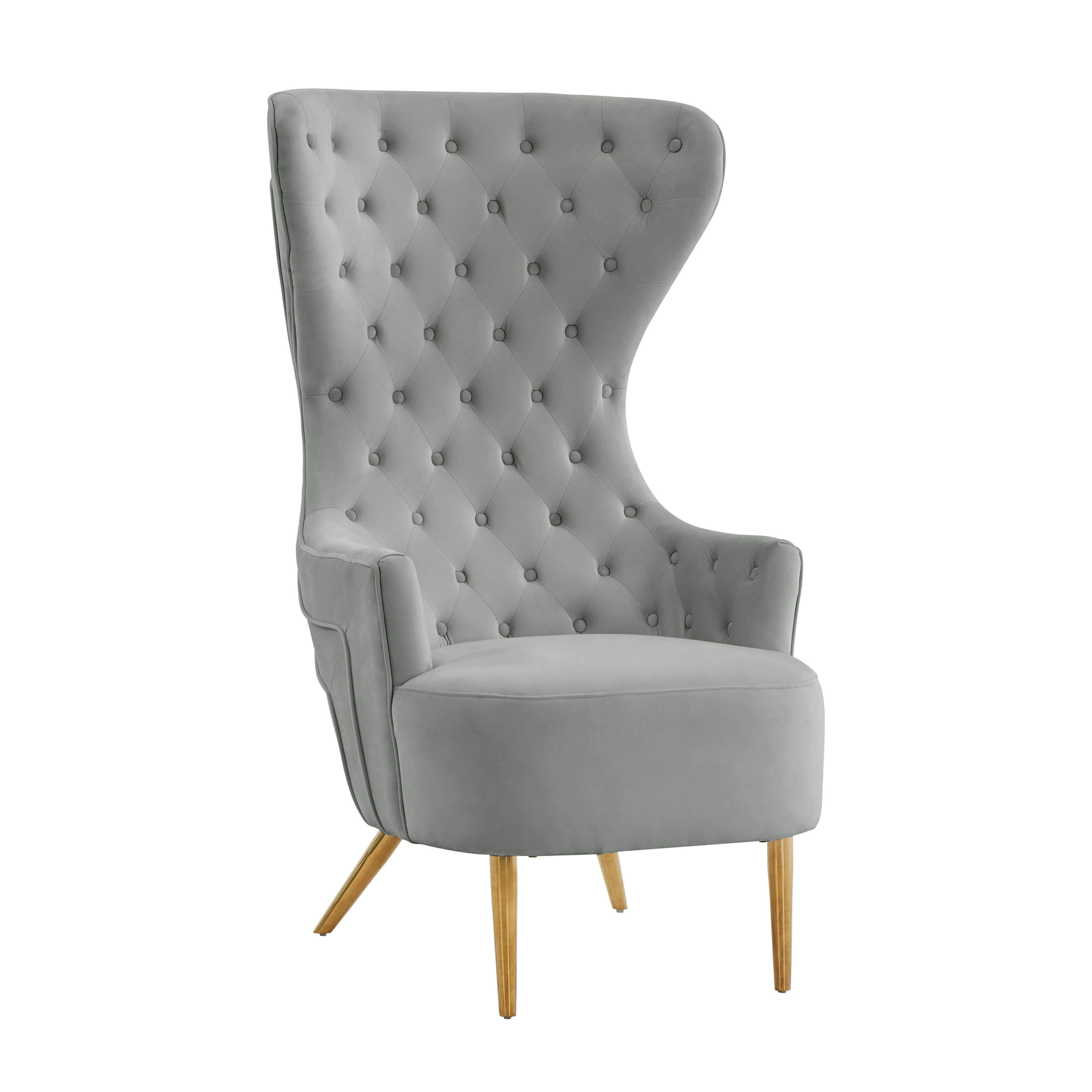 image of Jezebel Grey Velvet Wingback Chair by Inspire Me! Home Decor with sku:TOV-IHS68207