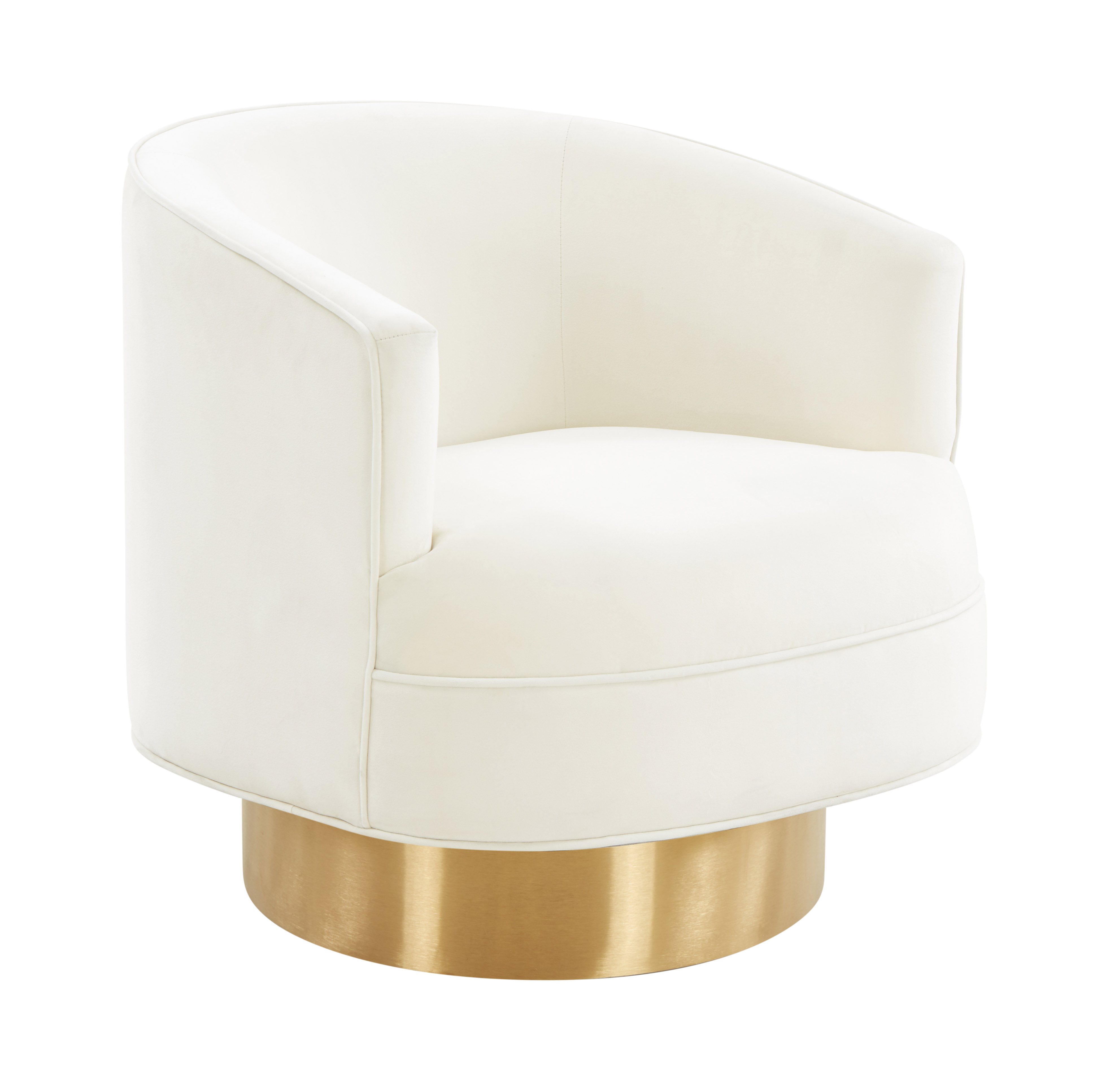 image of Stella Cream Velvet Swivel Chair by Inspire Me! Home Decor with sku:TOV-IHS68206
