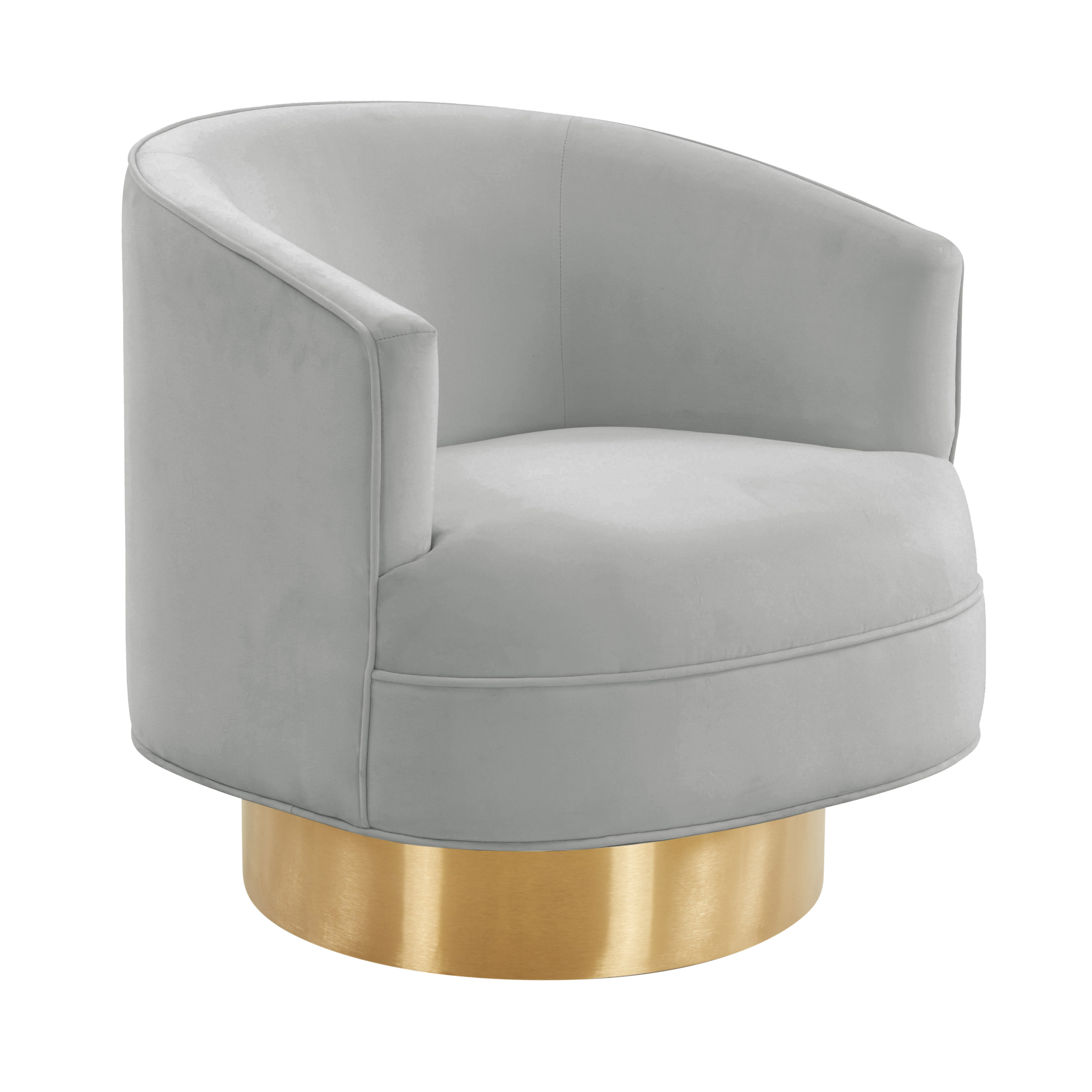 image of Stella Grey Velvet Swivel Chair by Inspire Me! Home Decor with sku:TOV-IHS68208