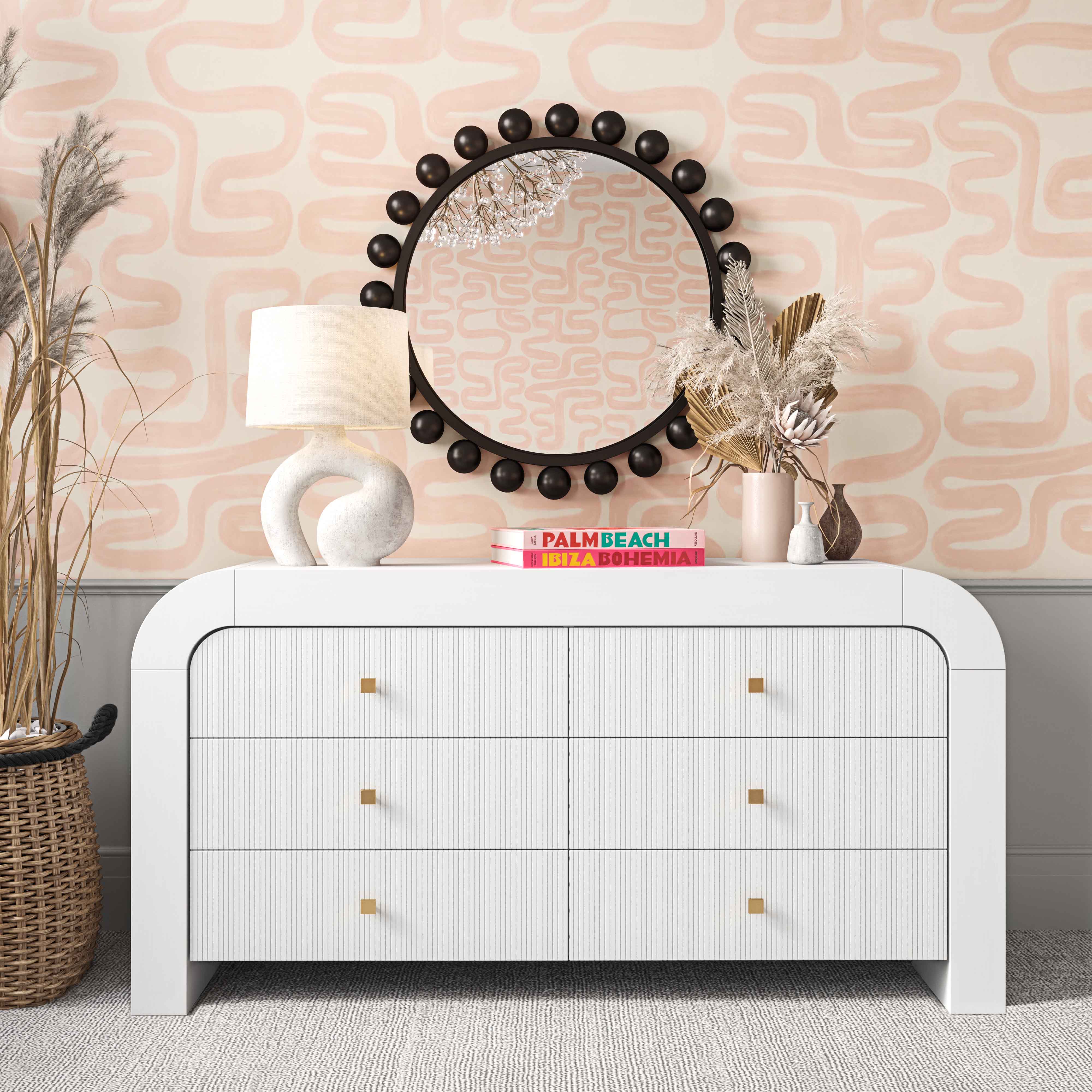 Hump 6 Drawer White Dresser TOV Furniture