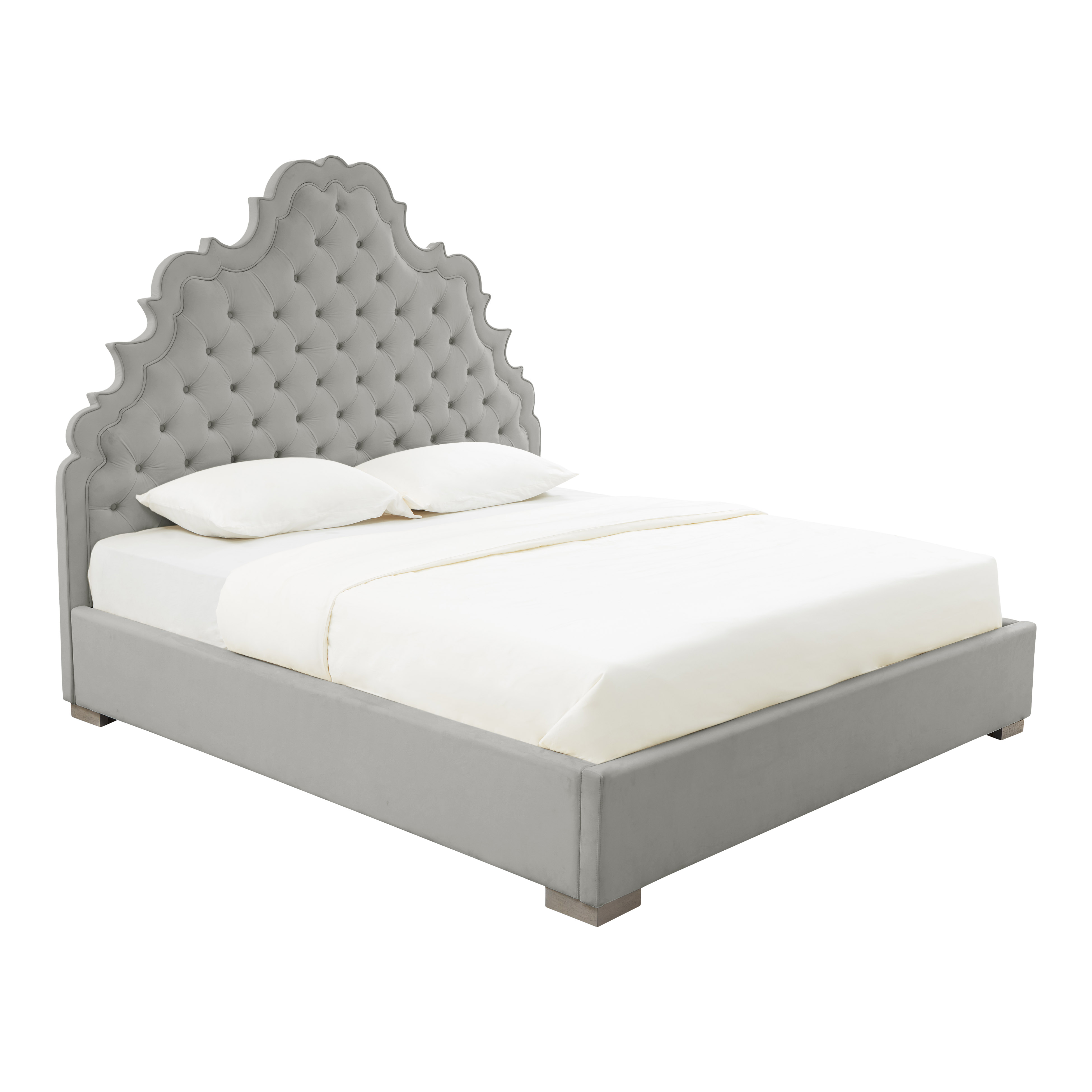 image of Carolina Grey Velvet Bed in Queen by Inspire Me! Home Decor with sku:TOV-IHB68219
