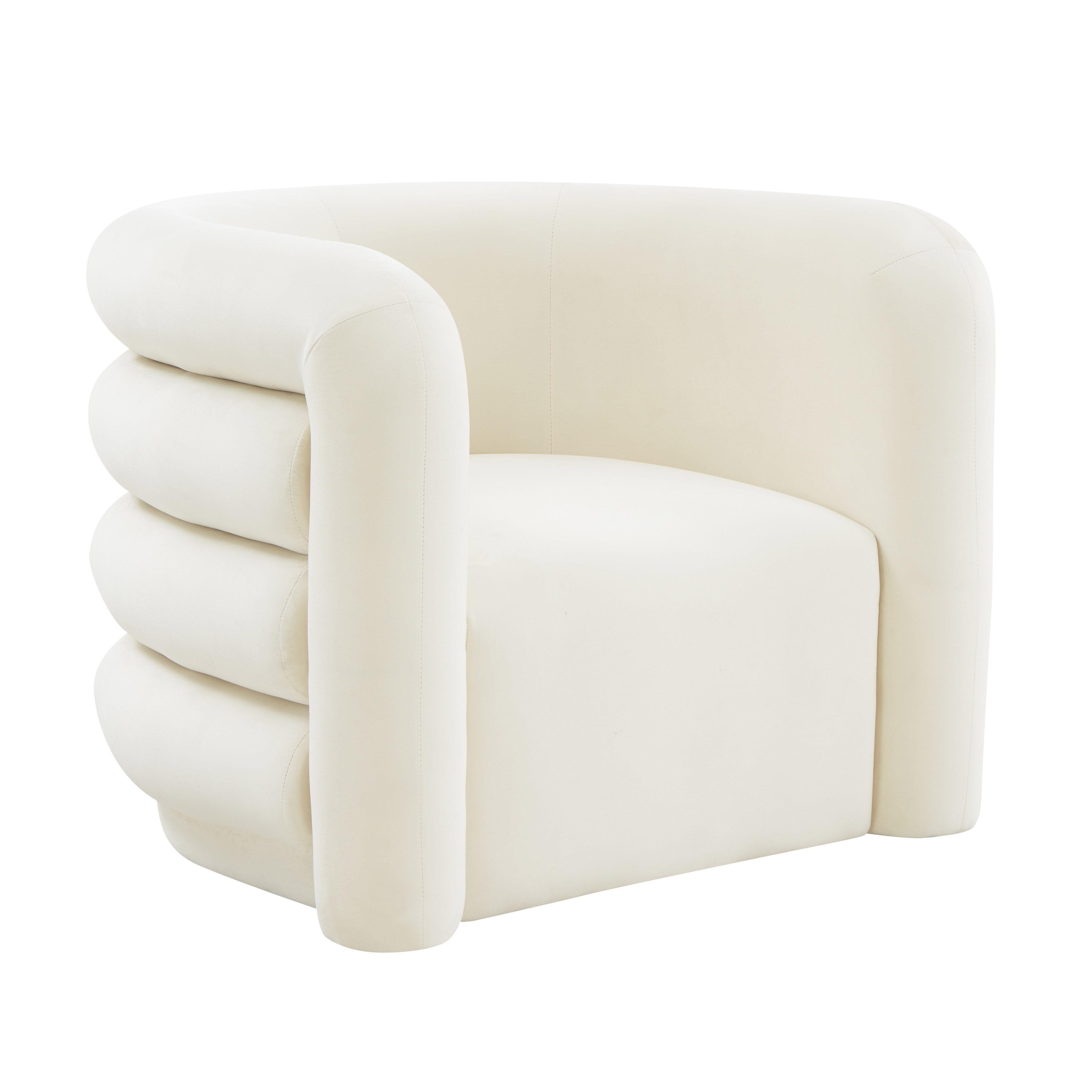 Curves Cream Velvet Lounge Chair - TOV-S68233