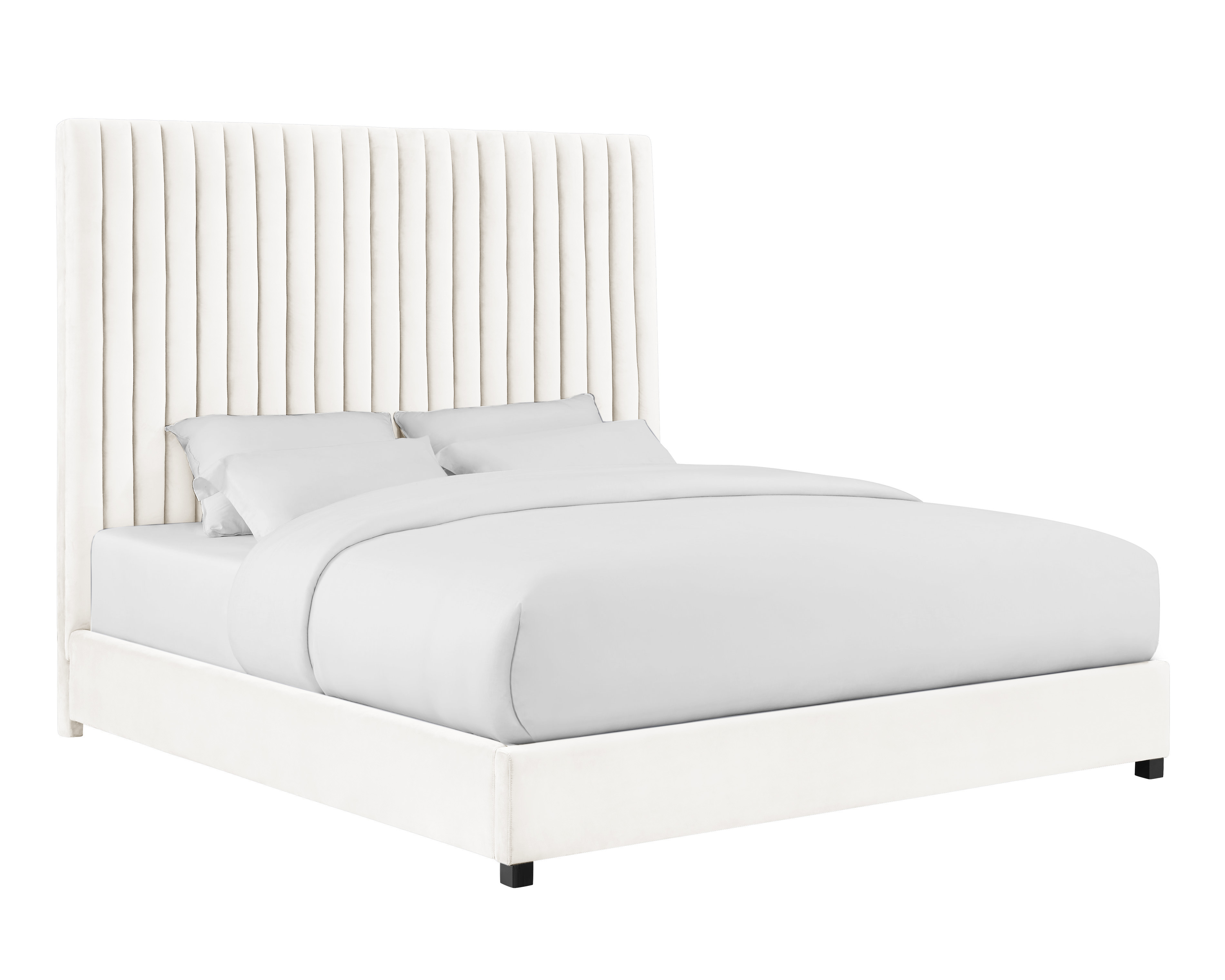 Arabelle White Velvet Bed in Queen - TOV-B68251