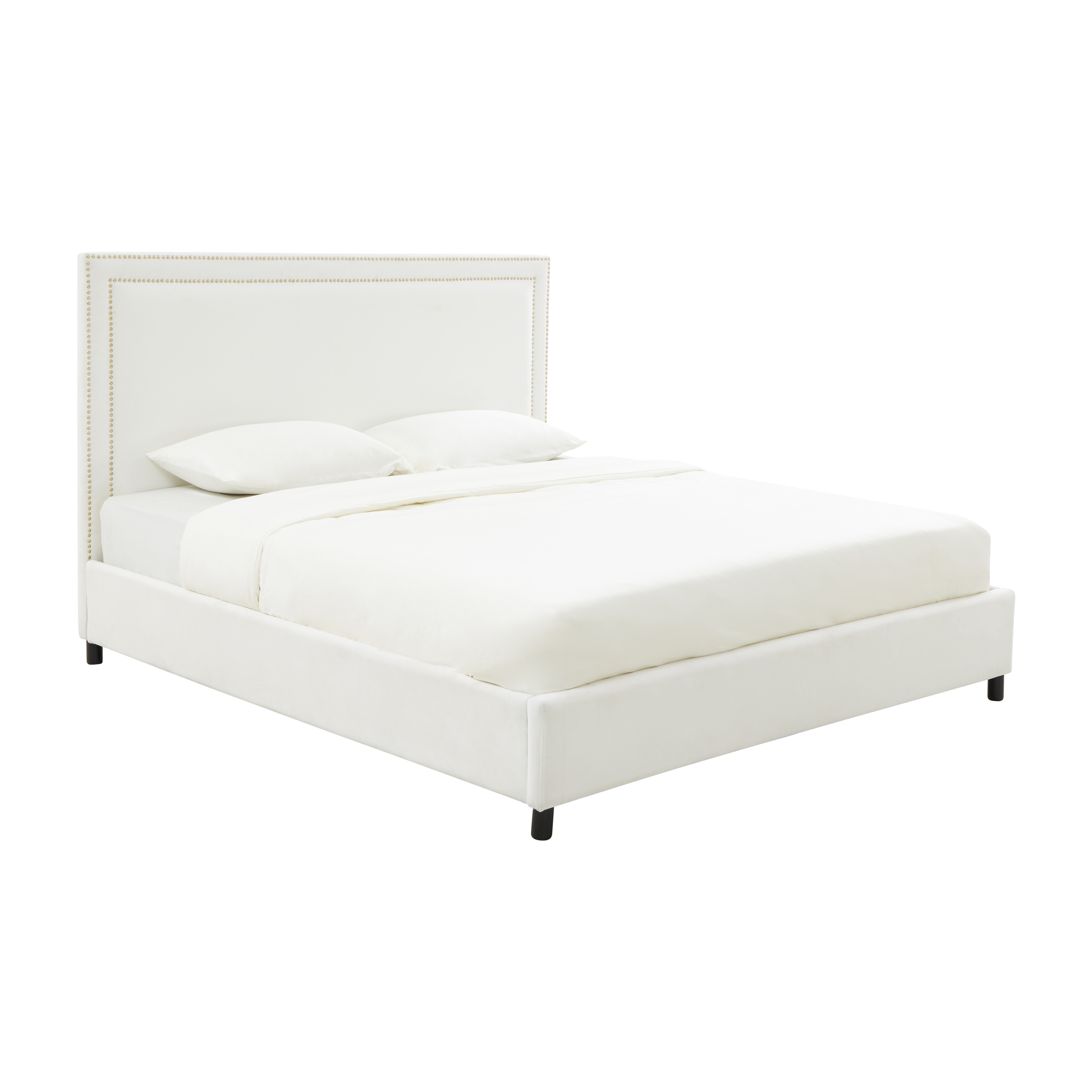 image of Reed White Velvet Bed in King with sku:TOV-B68252