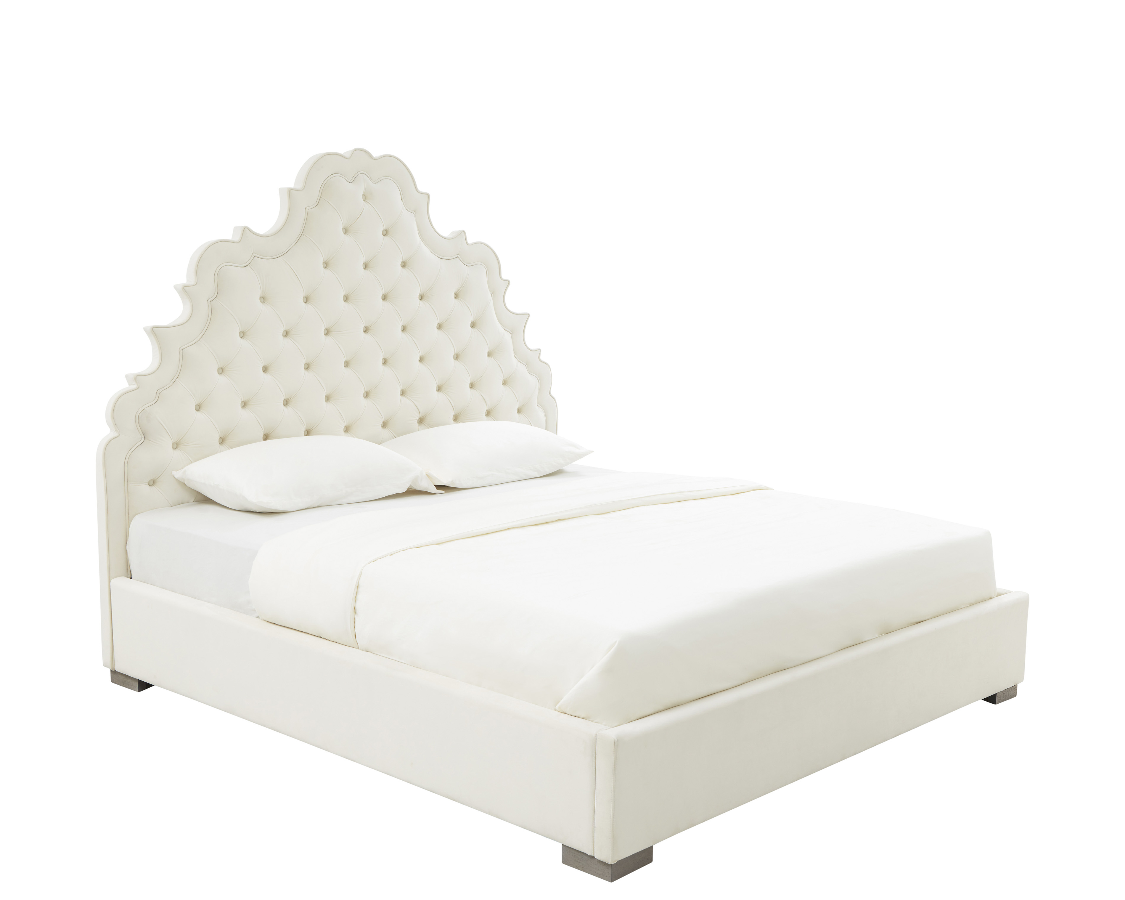 image of Carolina Cream Velvet Bed in King by Inspire Me! Home Decor with sku:TOV-IHB68218