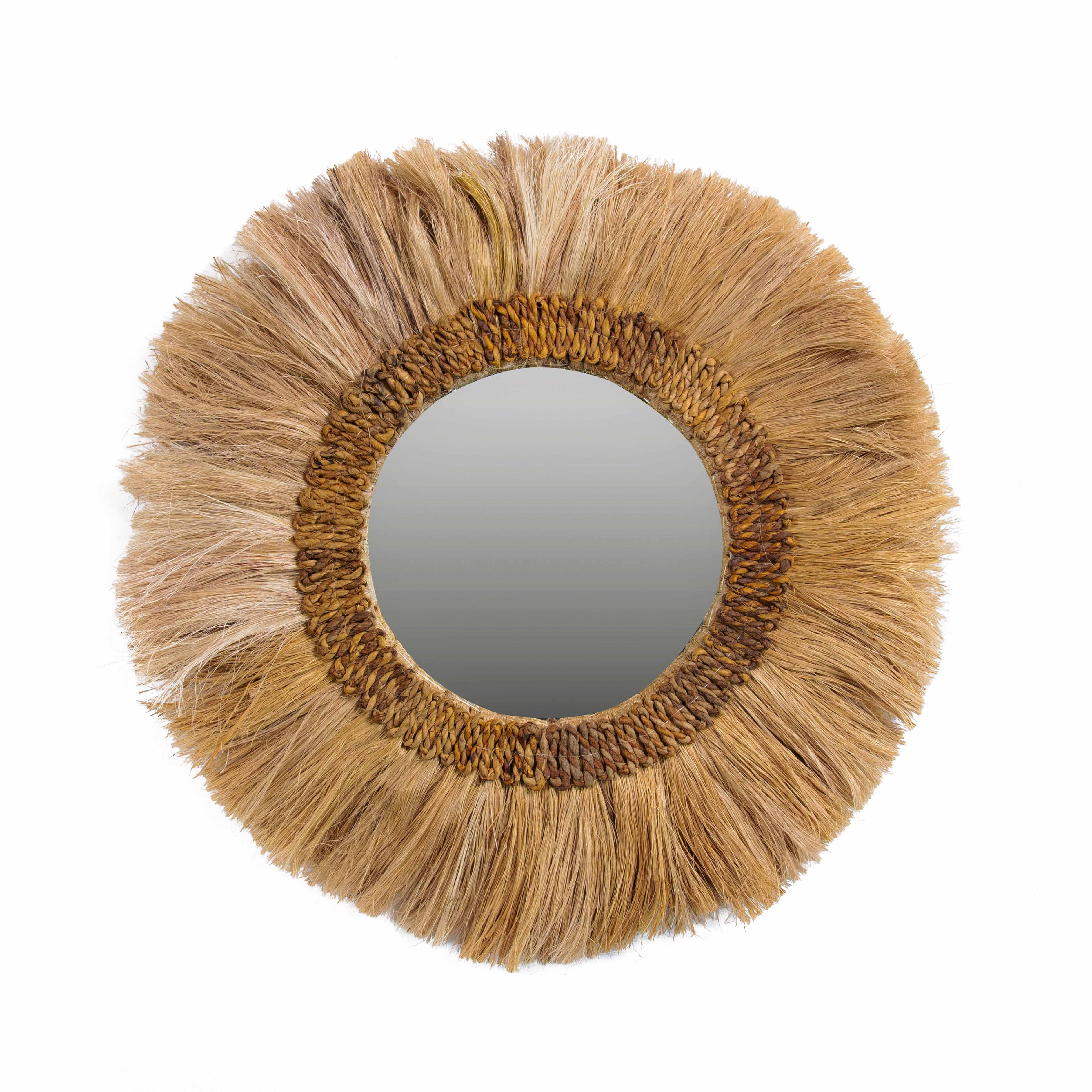 image of Aztec Natural Abaca Round Mirror with sku:TOV-C21006