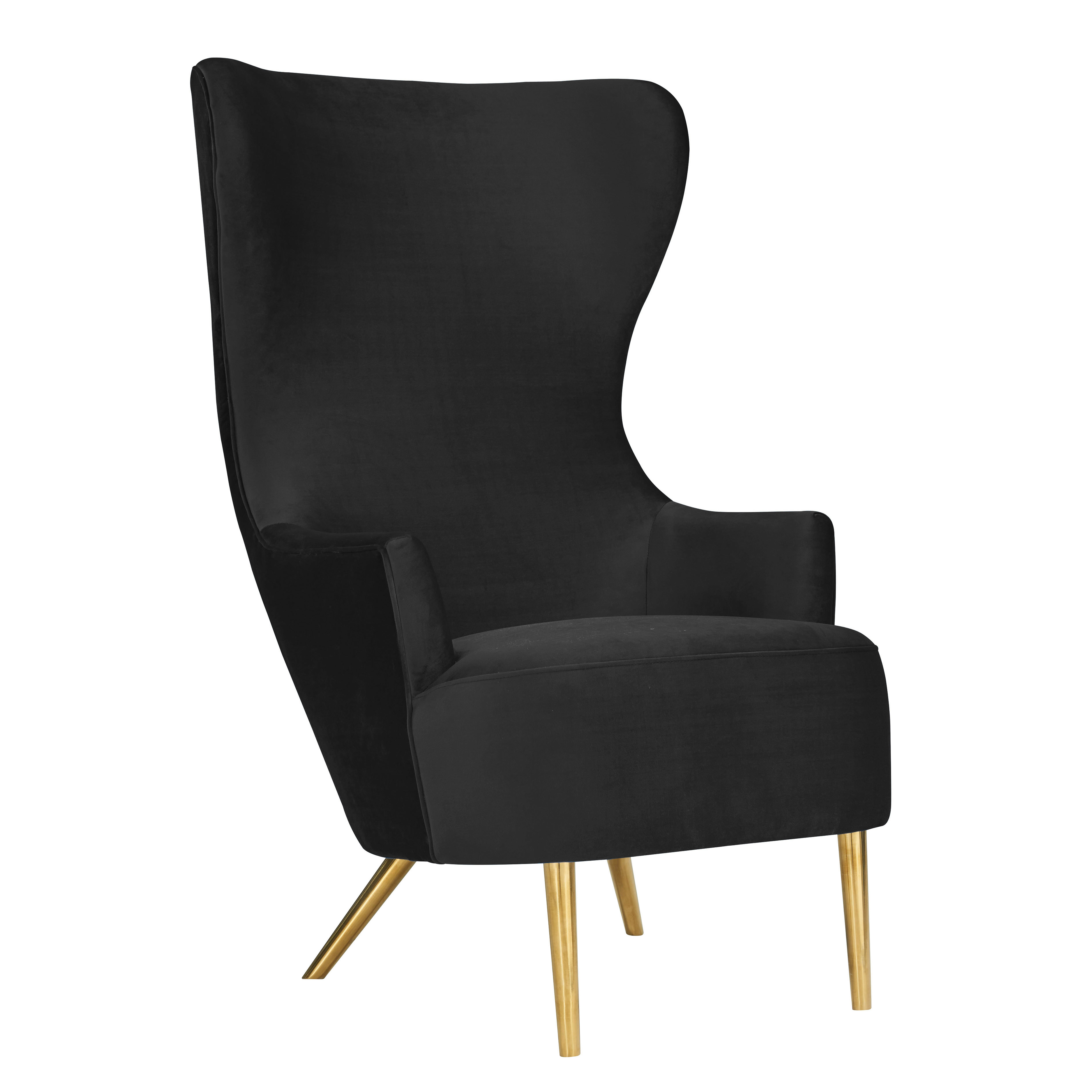 image of Julia Black Wingback Chair by Inspire Me! Home Decor with sku:TOV-IHS44150