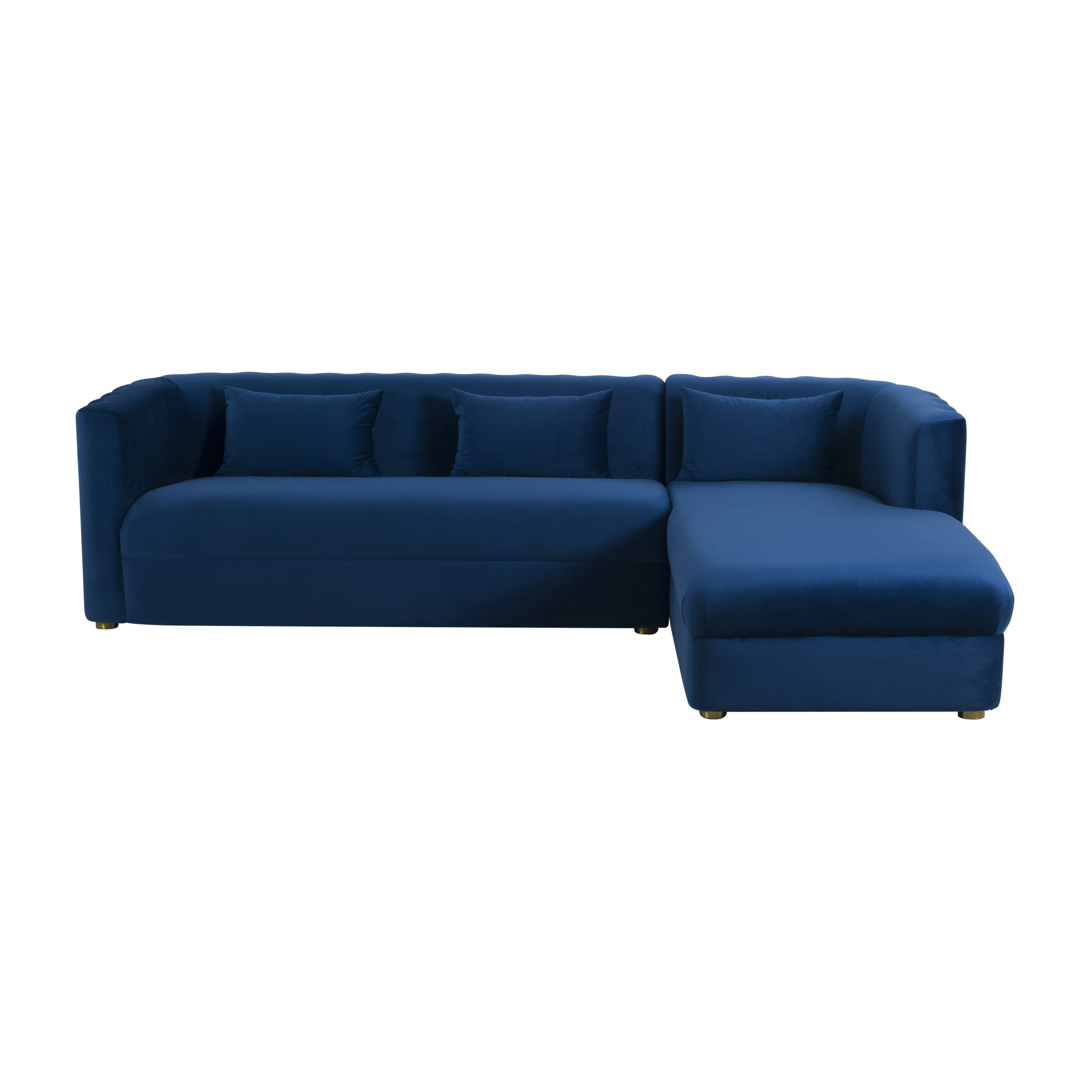 Callie Navy Velvet Sectional RAF TOV Furniture
