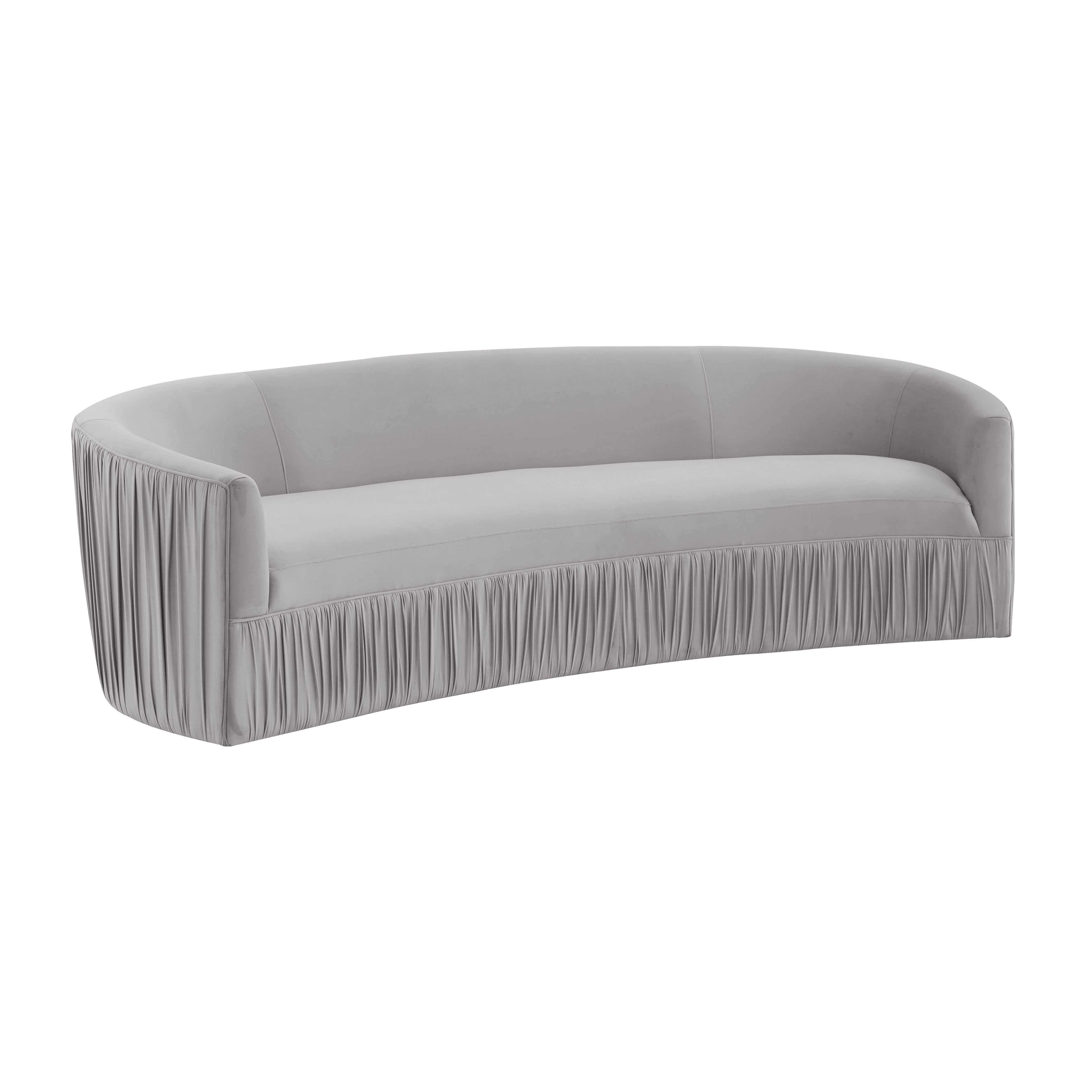 image of Valerie Pleated Light Grey Velvet Sofa with sku:TOV-L44209
