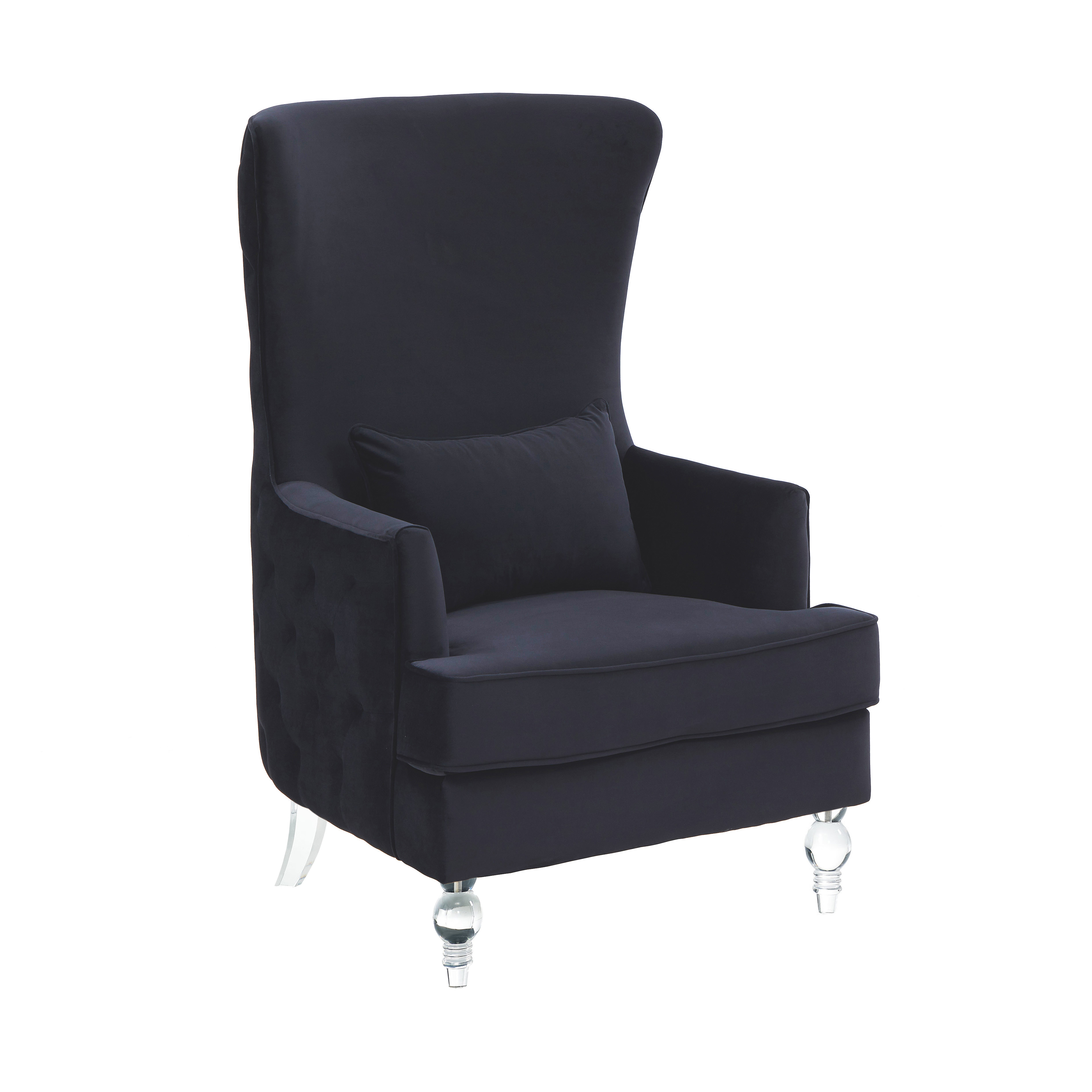 Aubree Tall Chair with Acrylic Legs - Black - TOV-S68304
