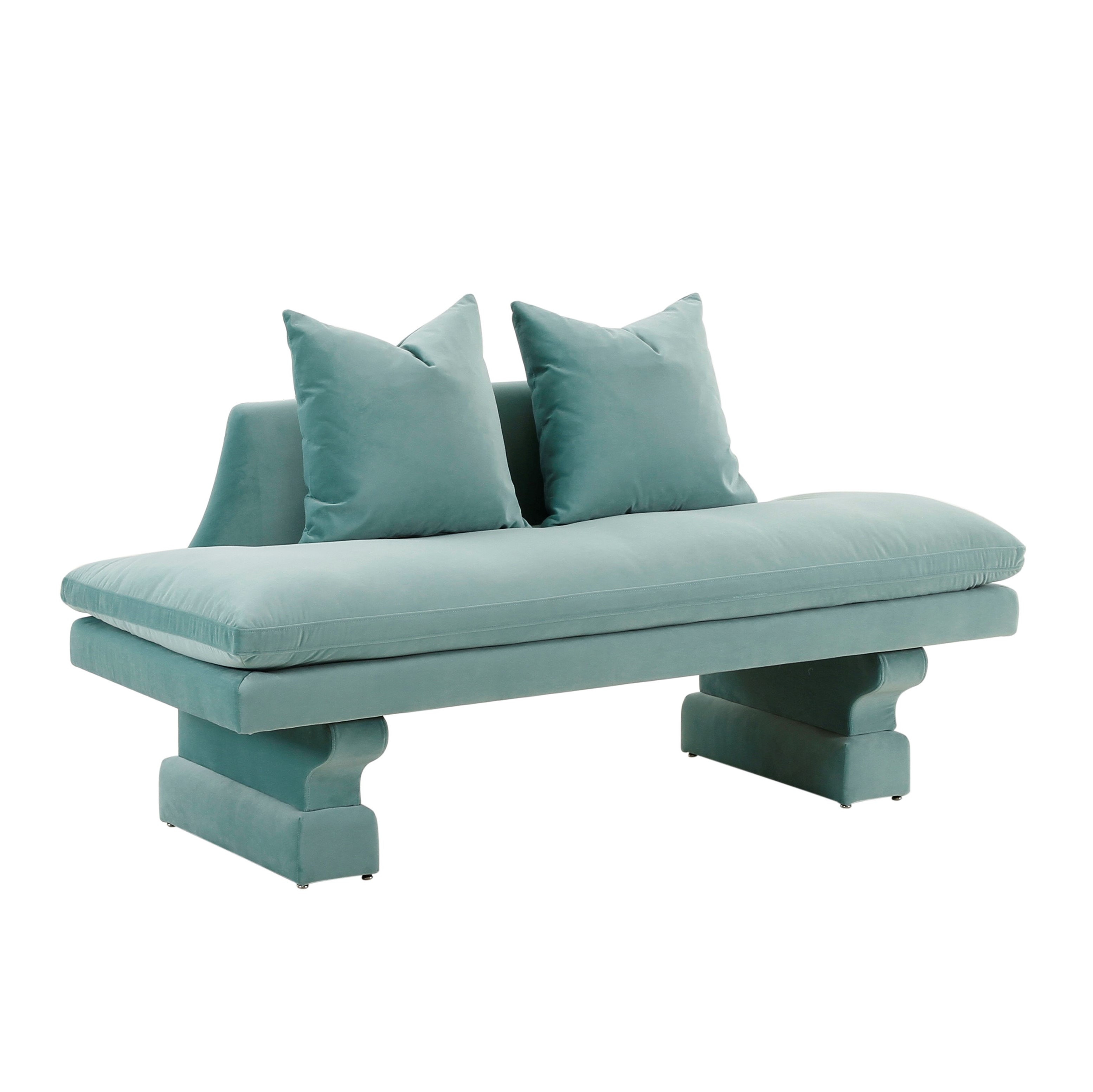 image of Hyde Frost Blue Velvet Pedestal Sofa with sku:TOV-L68365