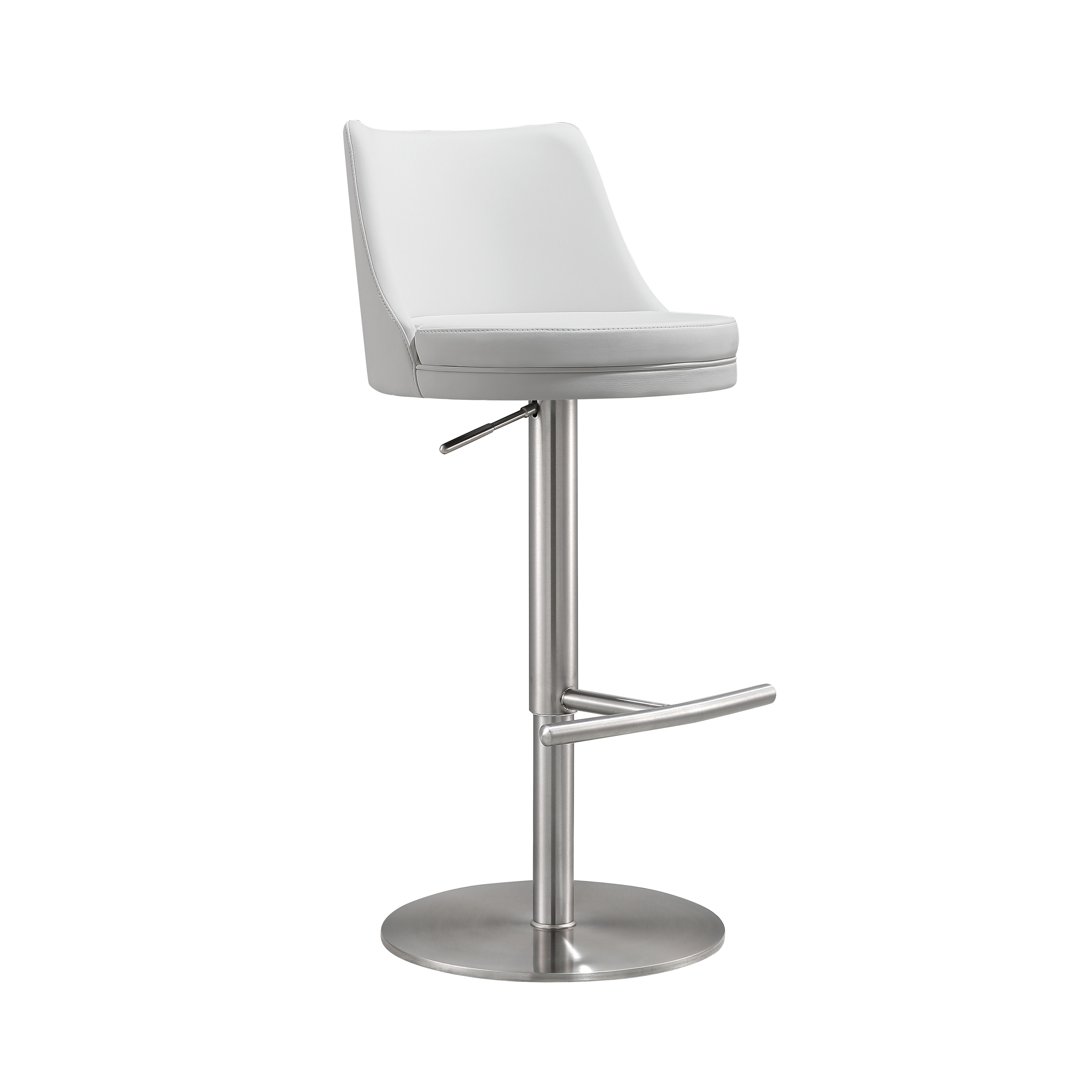 image of Reagan White and Silver Adjustable Stool with sku:TOV-D68302