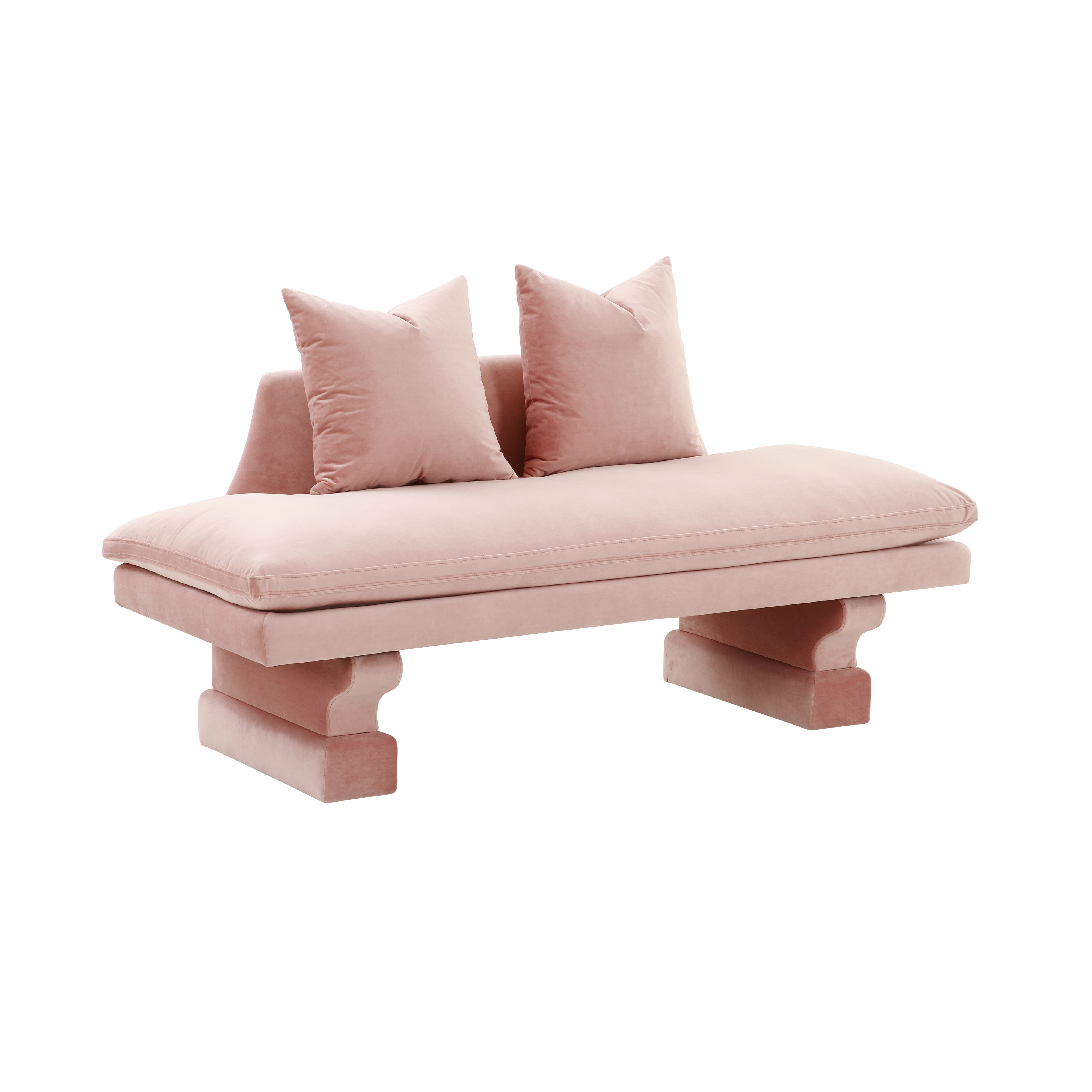 image of Hyde Salmon Pink Velvet Pedestal Sofa with sku:TOV-L68433
