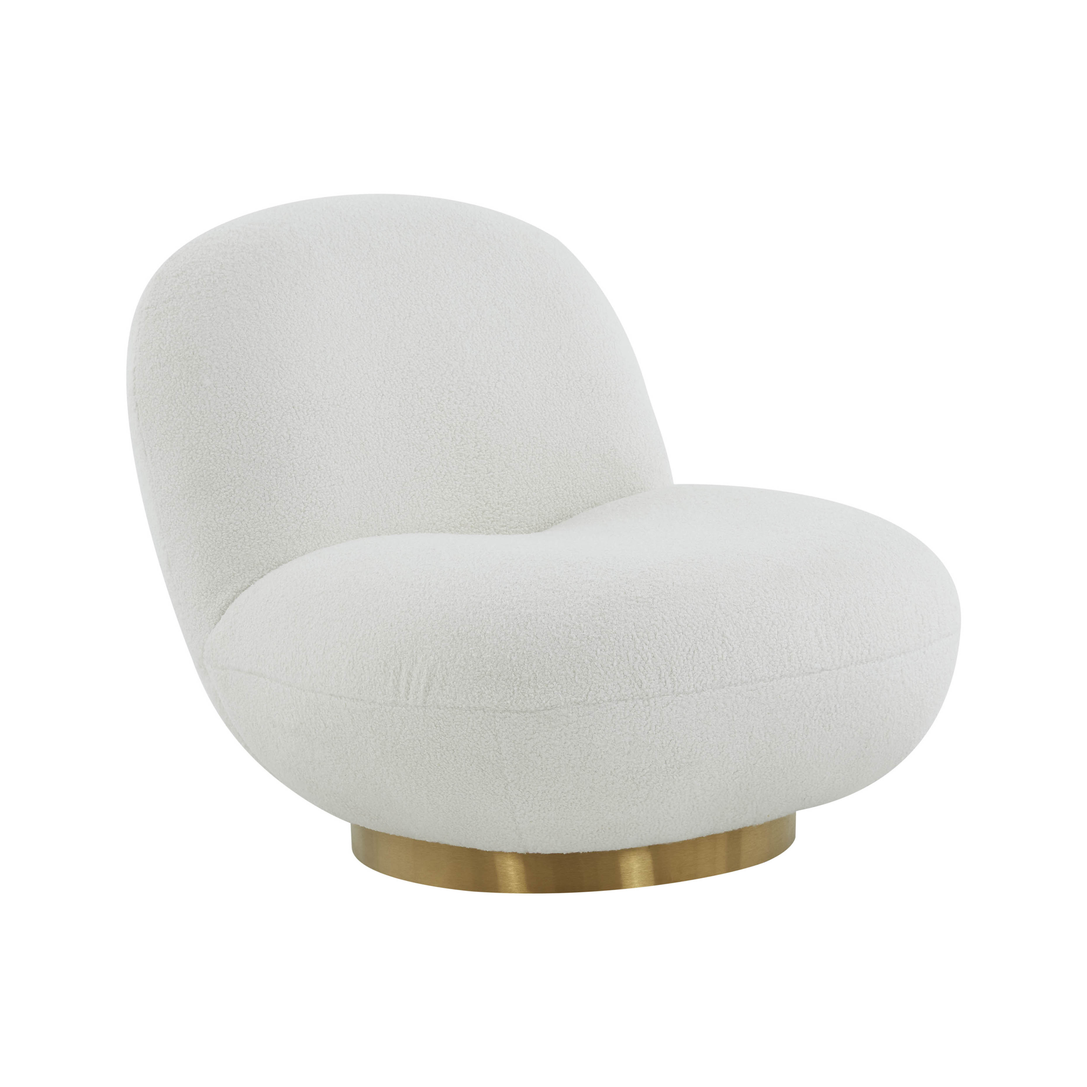 image of Emily White Boucle Swivel Chair with sku:TOV-S44175
