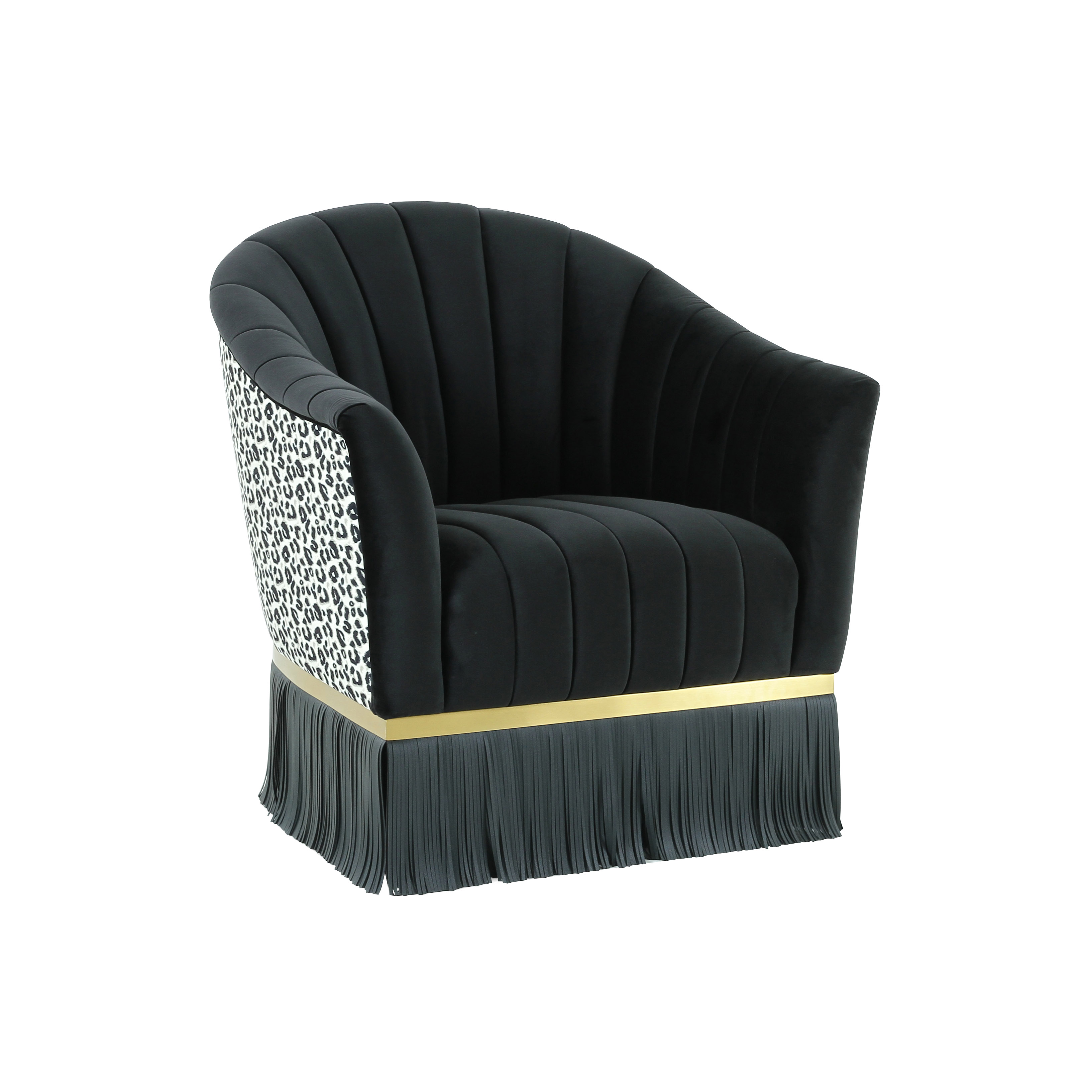image of Enid Black Velvet Swivel Chair with sku:TOV-VS68411
